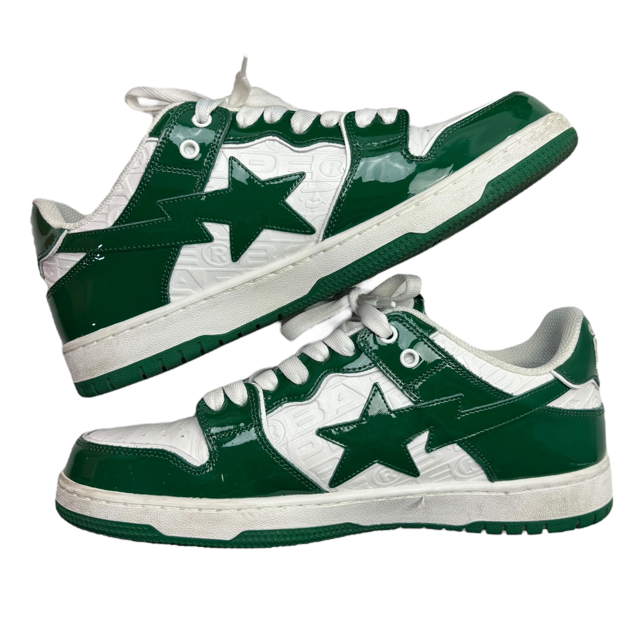 A Bathing Ape Bape SK8 Sta Green White Patent (Used)