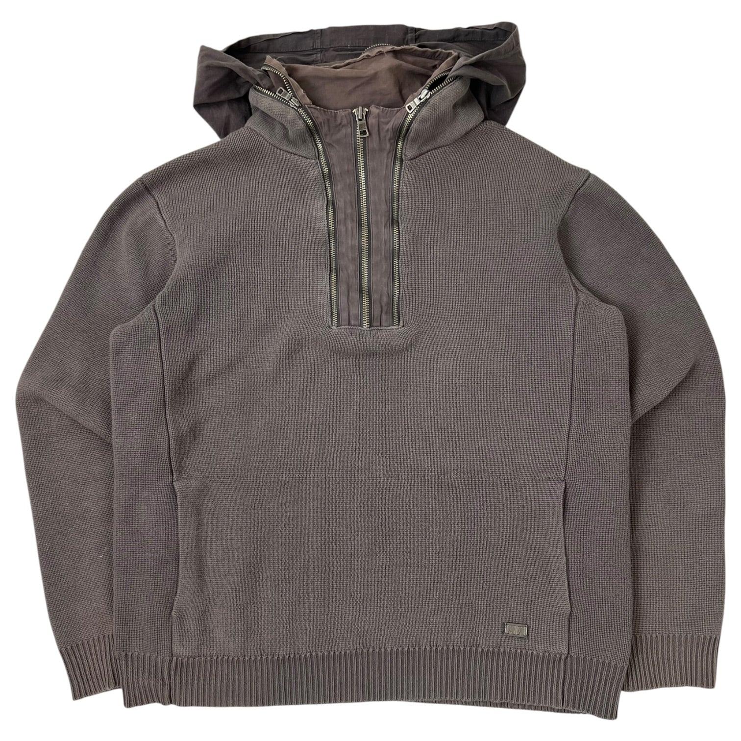 Armani Exchange Quarter Zip Hoodie Brown