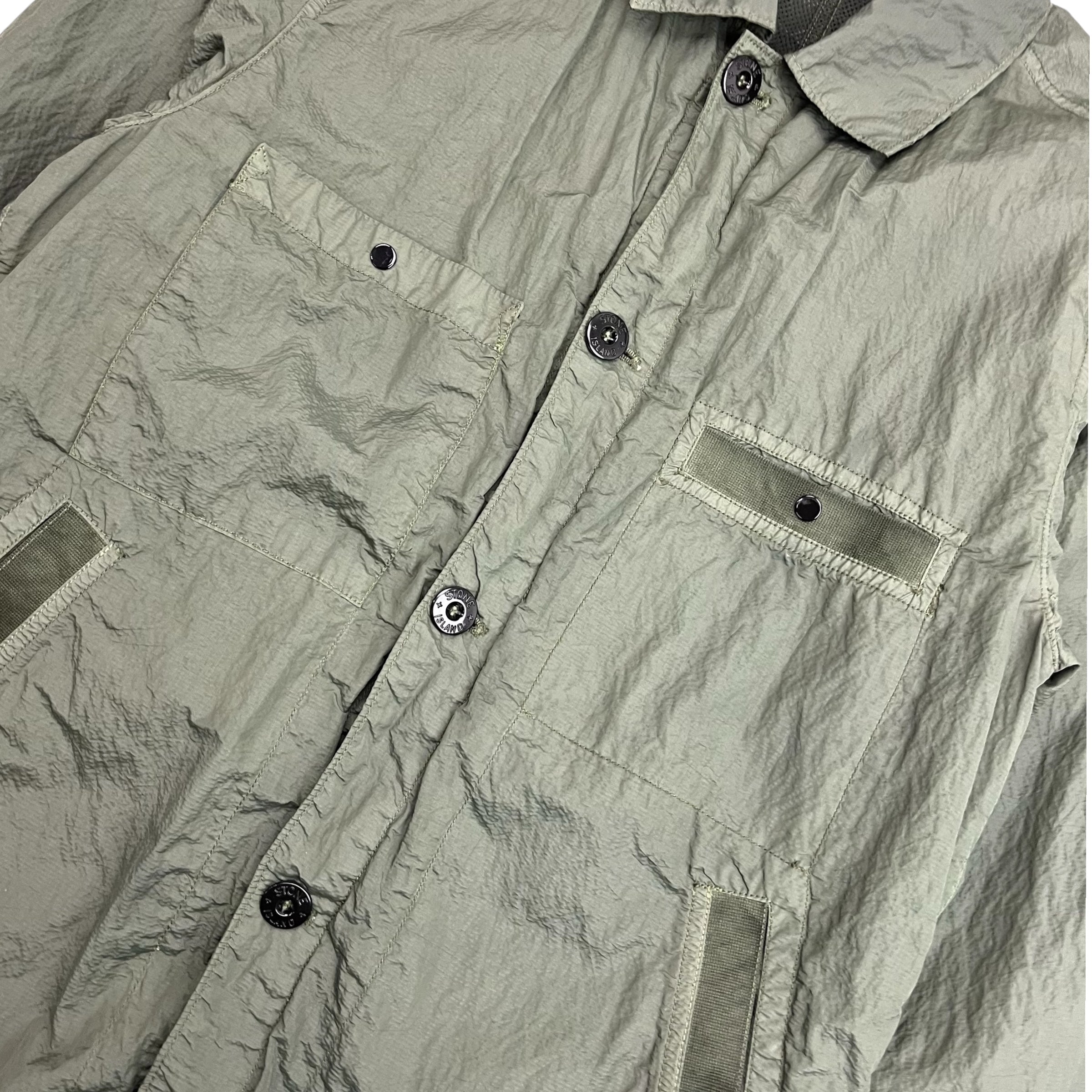 Stone Island Seer Sucker Overshirt Green