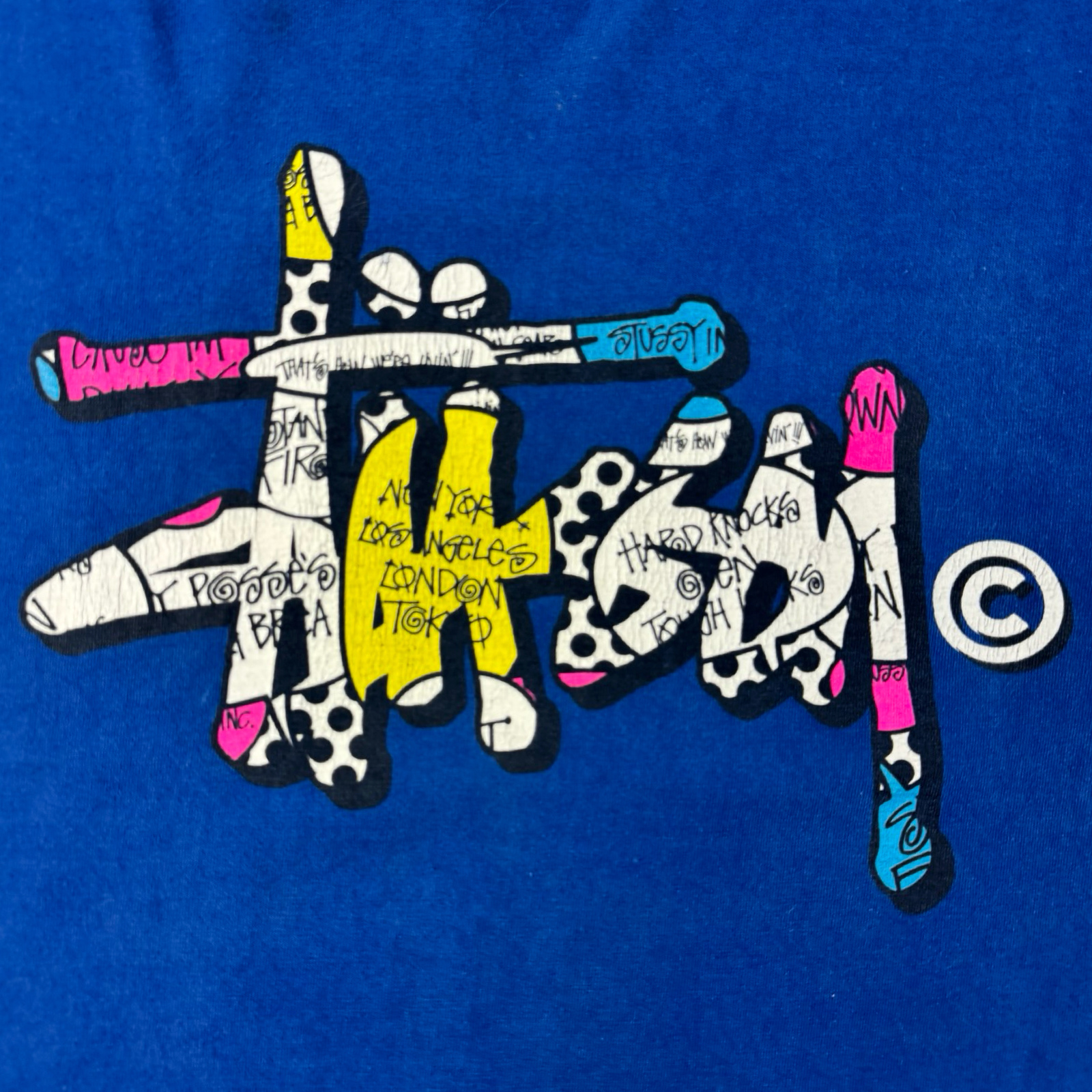 Vintage Stussy Graffiti T-Shirt Blue