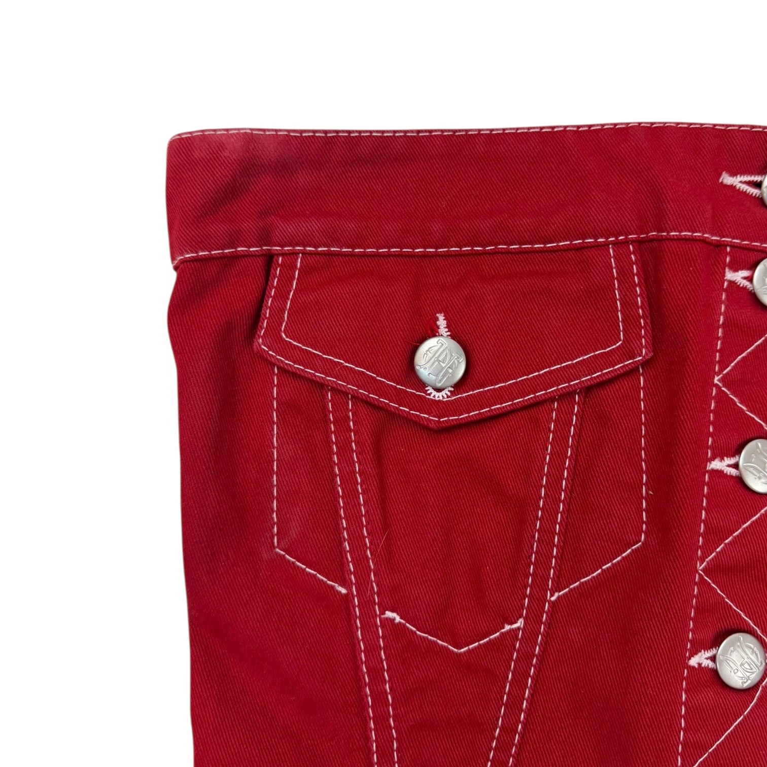 Vintage Jean Paul Gaultier Denim Bustier Red