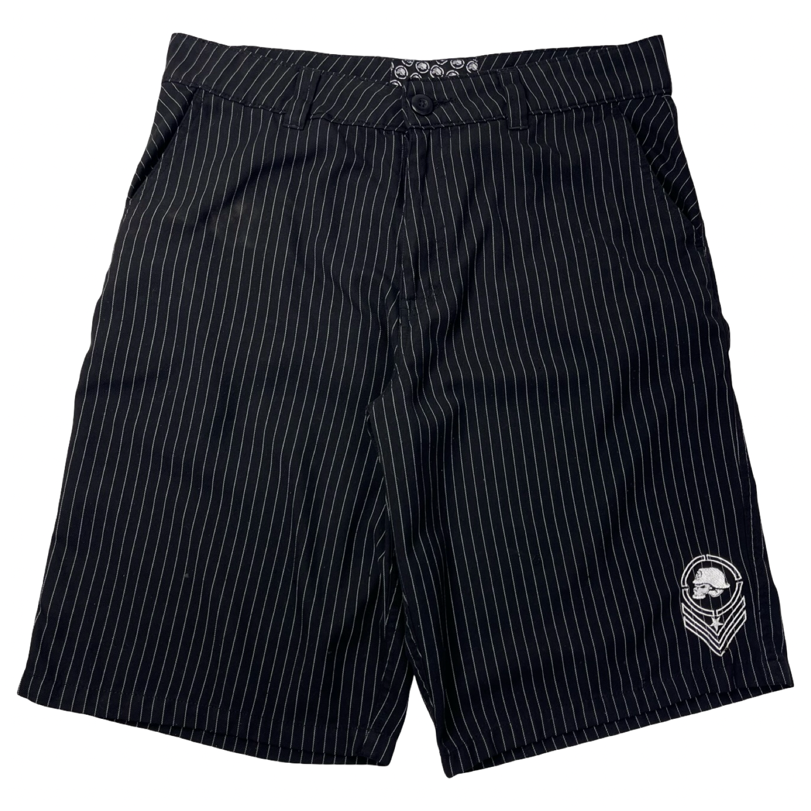 Vintage Y2K Metal Mulisha Pinstripe Shorts Black