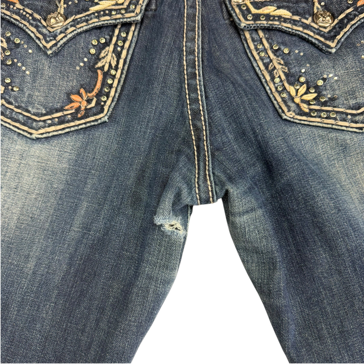 (W) Vintage Miss Me Rhinestone Flare Jeans Blue