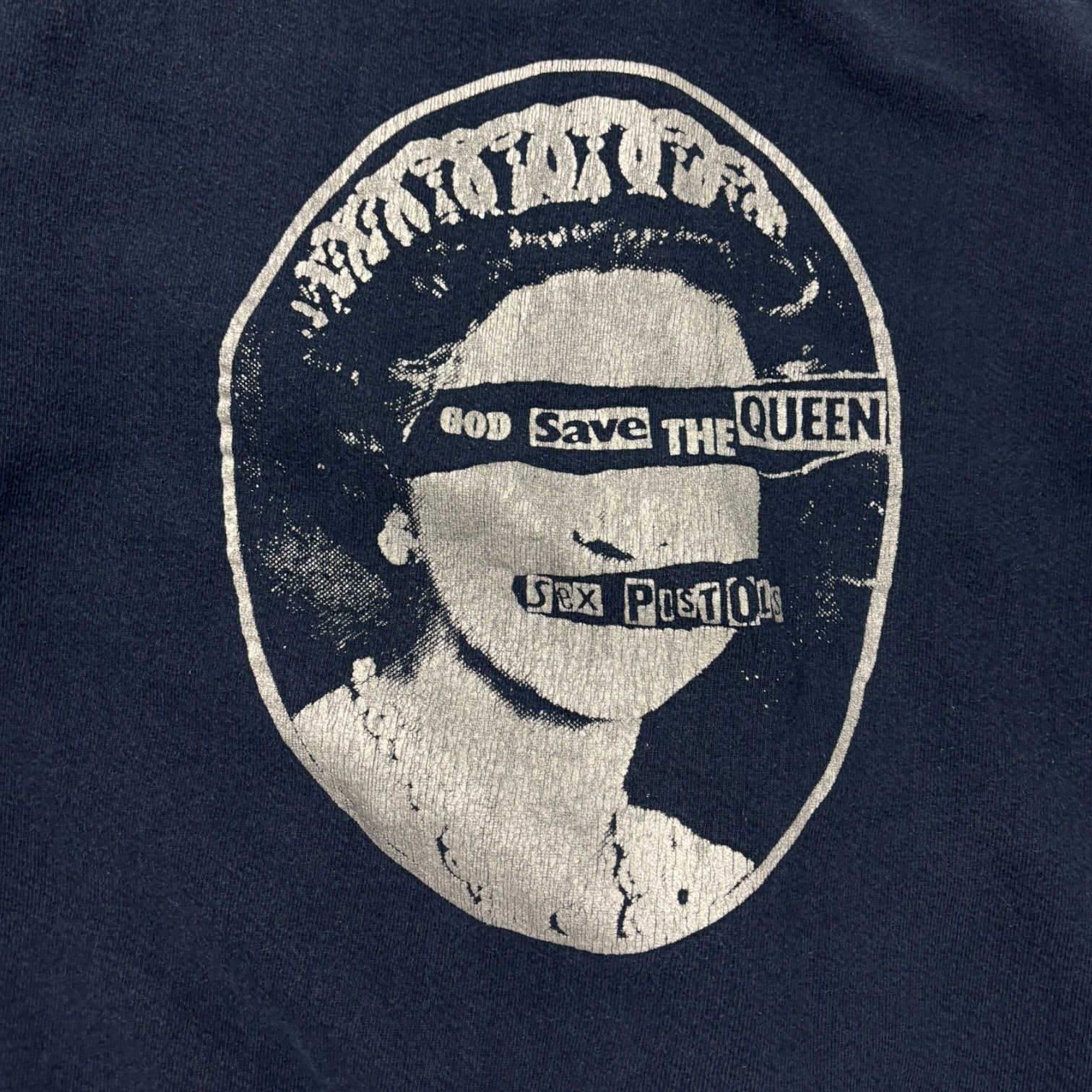 Vintage Sex Pistols 'God Save The Queen' Full Zip Hoodie Navy