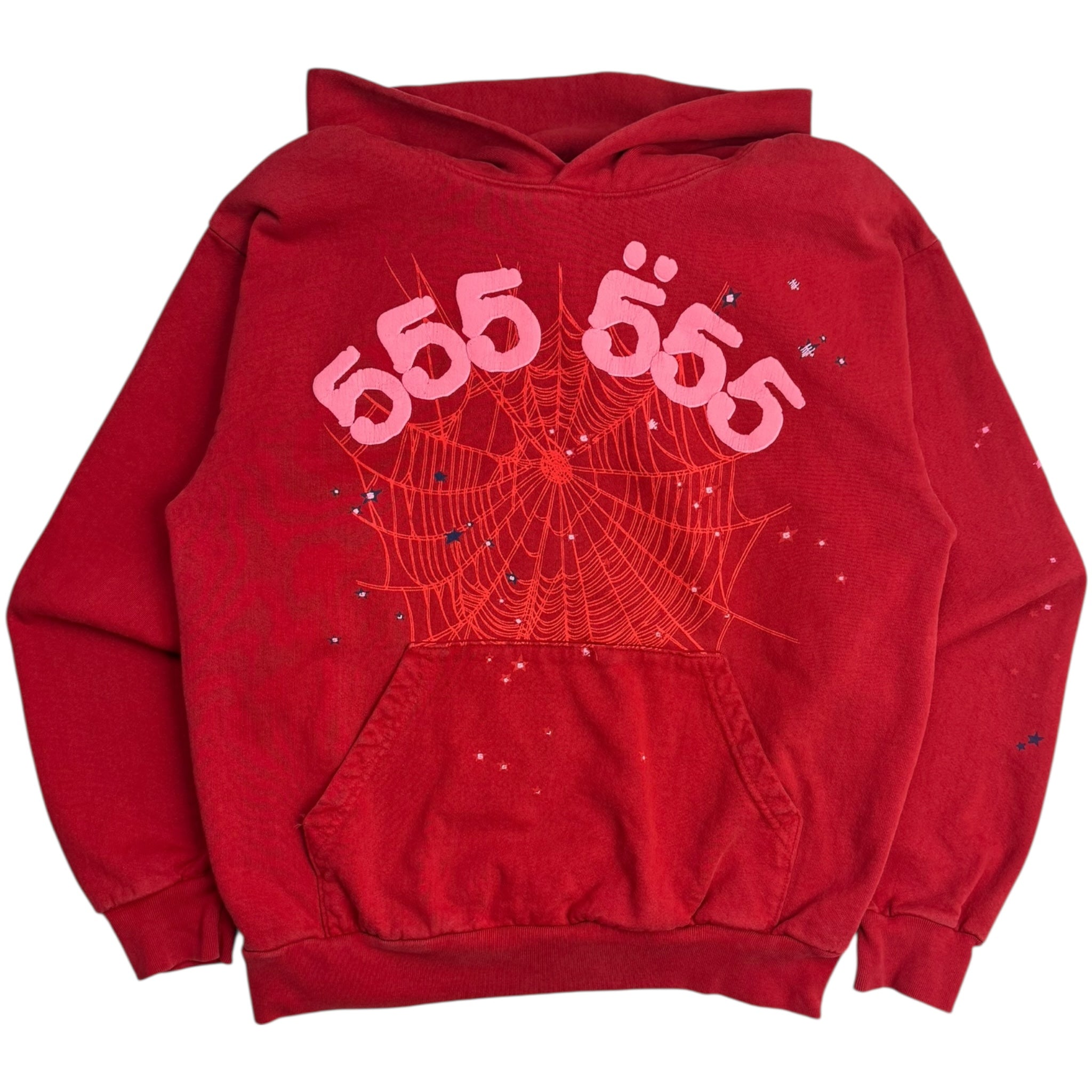 Sp5der Worldwide Red Angel Number 555 Hoodie Red