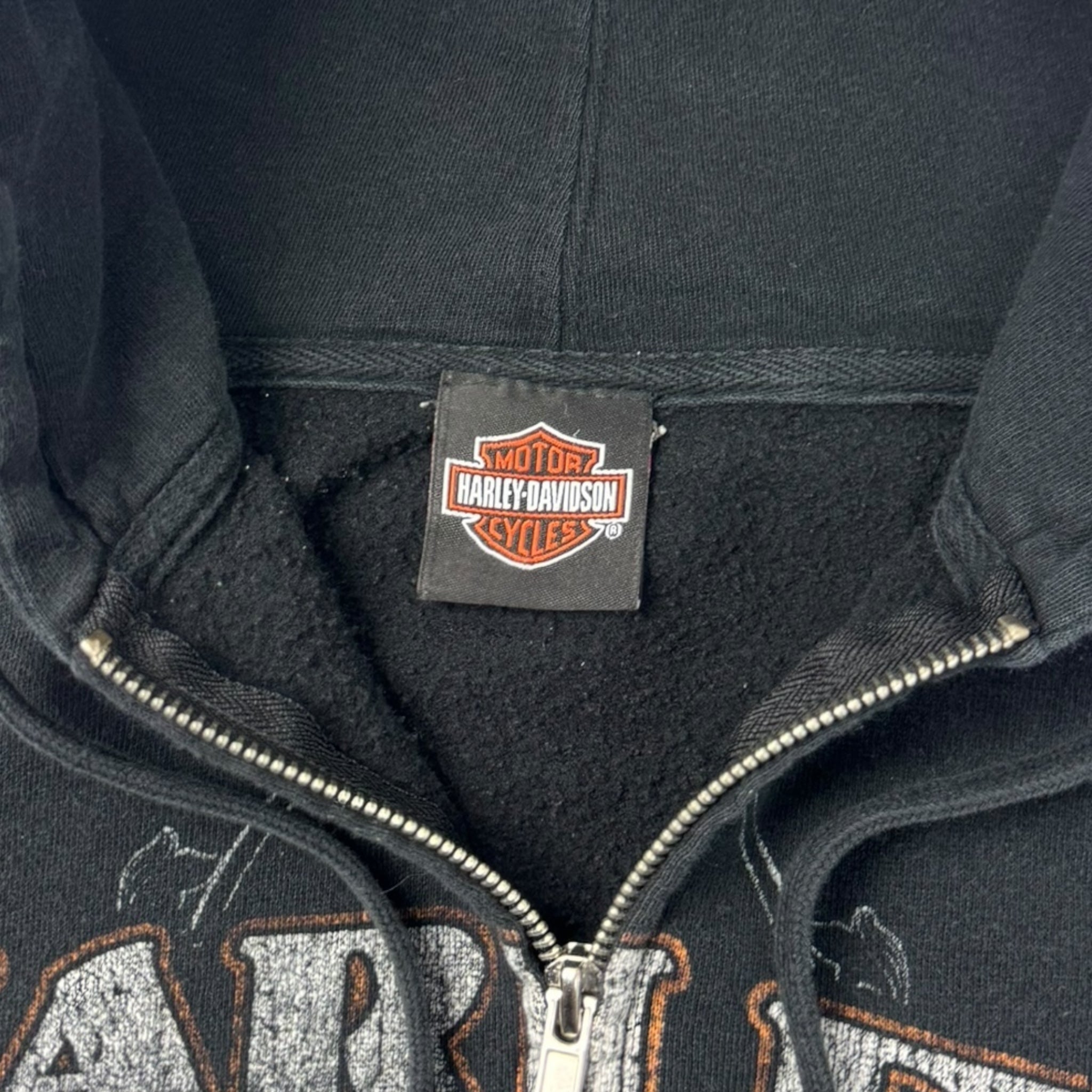 Vintage Harley Davidson Zip Up Hoodie Black