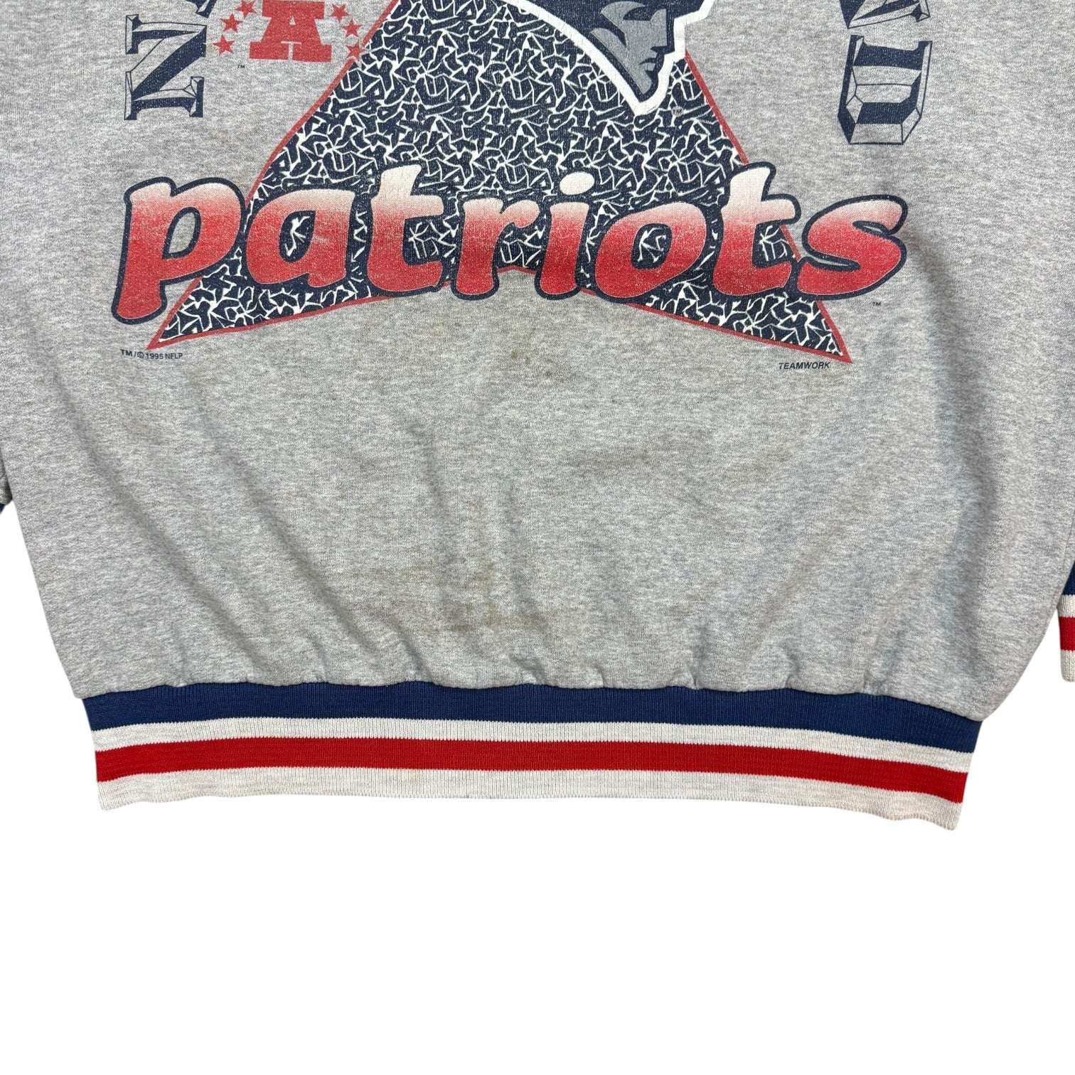 1995 New England Patriots Crewneck Grey/Blue/Red