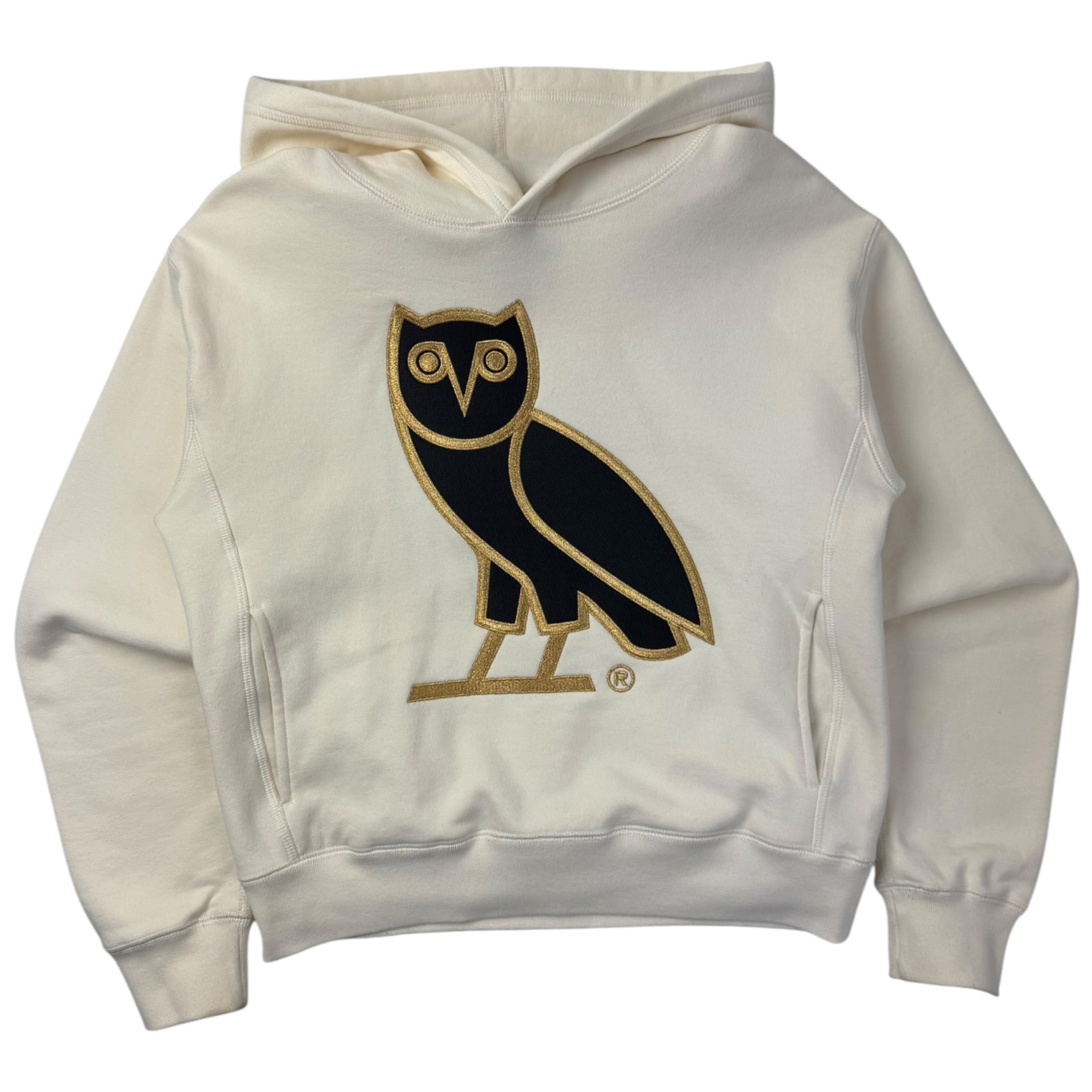 OVO Embroidered Big Logo Hoodie Cream