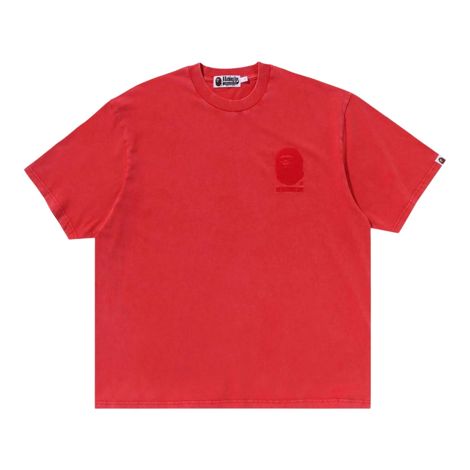 BAPE Ape Head 1 Point Acid Wash Relaxed Fit Tee Red