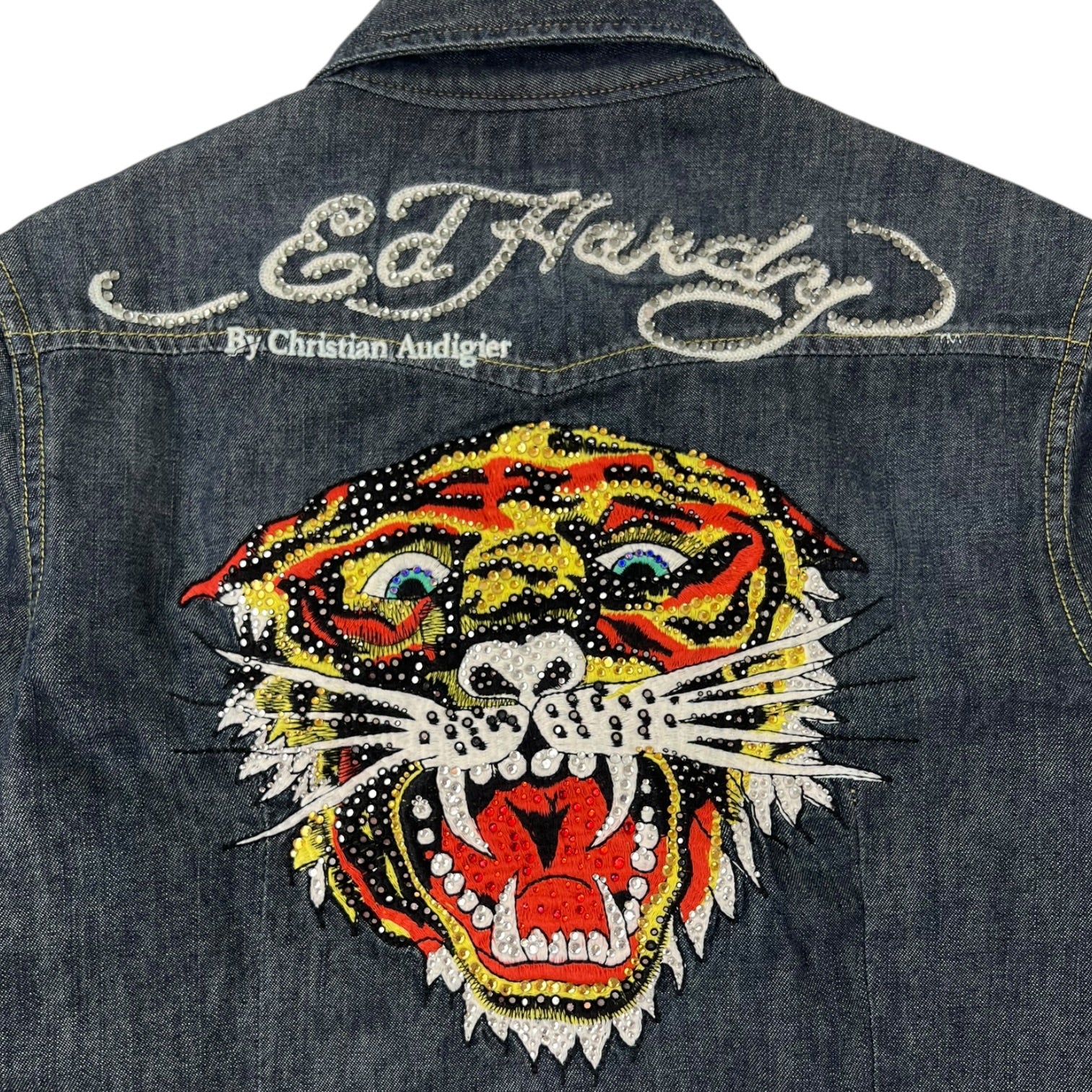 (W) Ed Hardy by Christian Audigier Denim Button Up Shirt