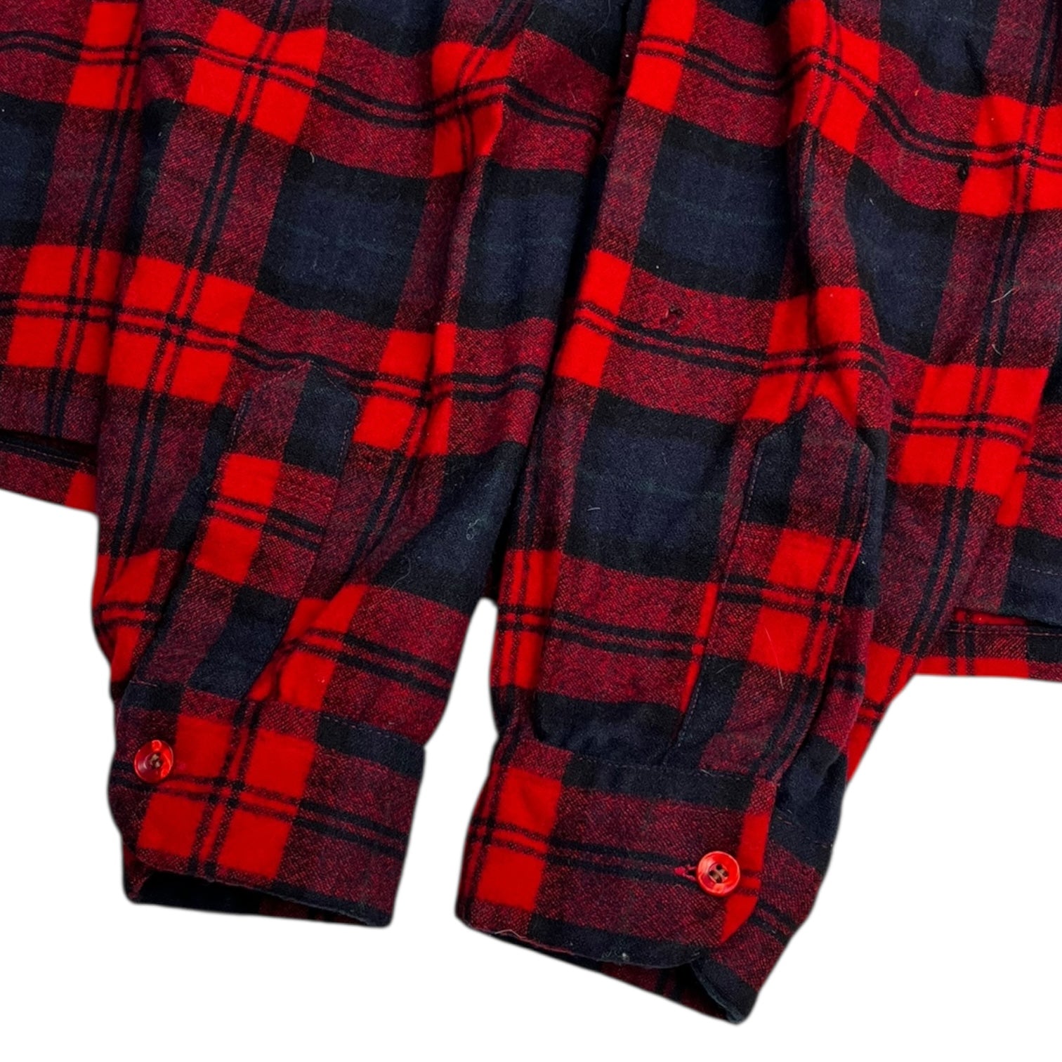 Vintage Pendleton Plaid Wool Button Up Shirt Black/Red