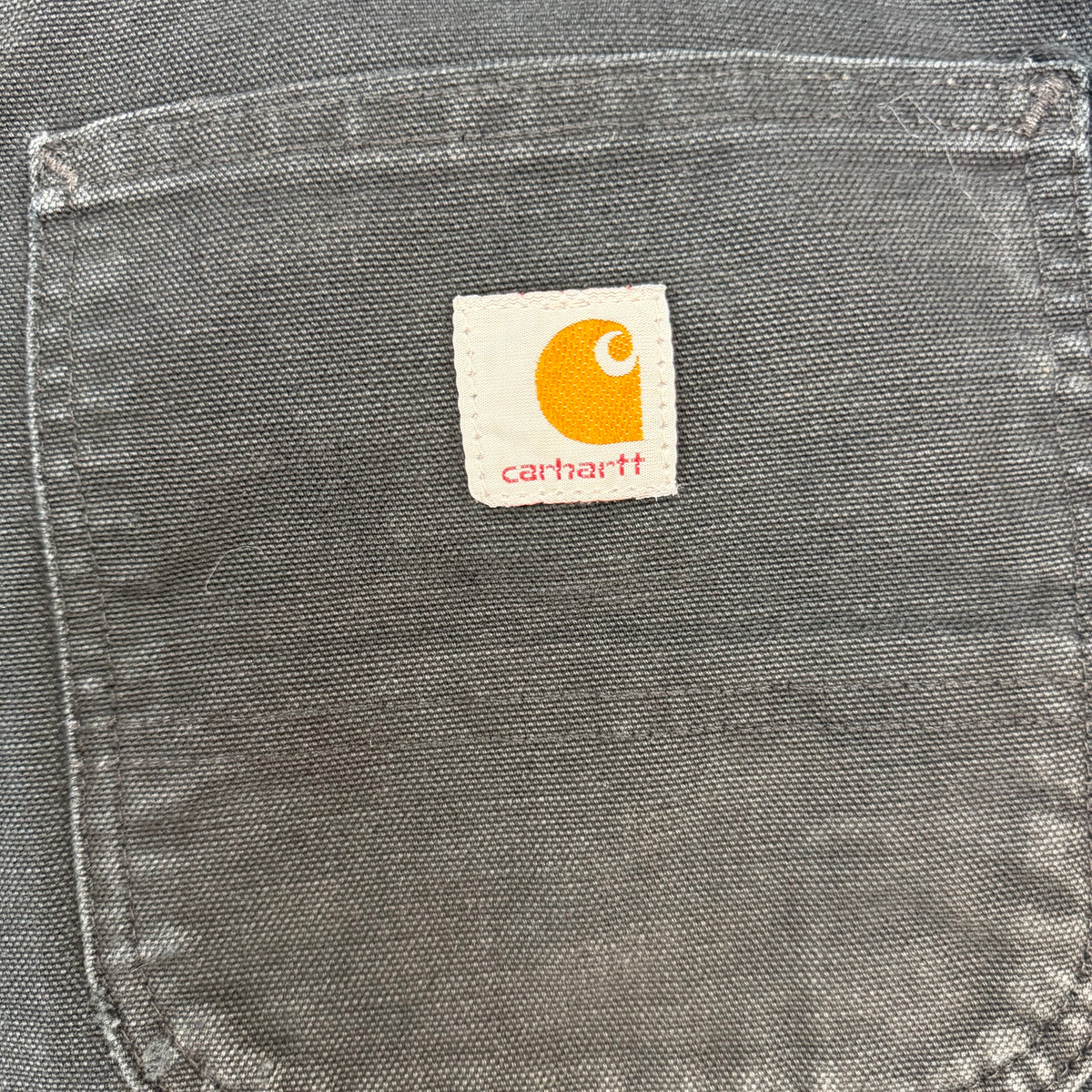Vintage Carhartt Double Knee Blanket Lined Paint Splattered Pants Black