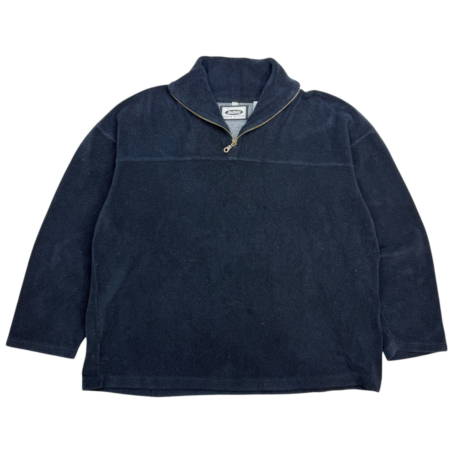 Vintage Buffalo Fleece Quarter Zip Sweater Navy Blue