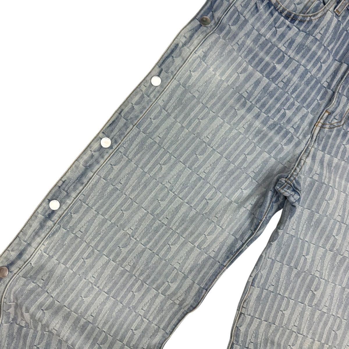 Amiri Logo Jacquard Snap-Off Denim Jeans Light Wash