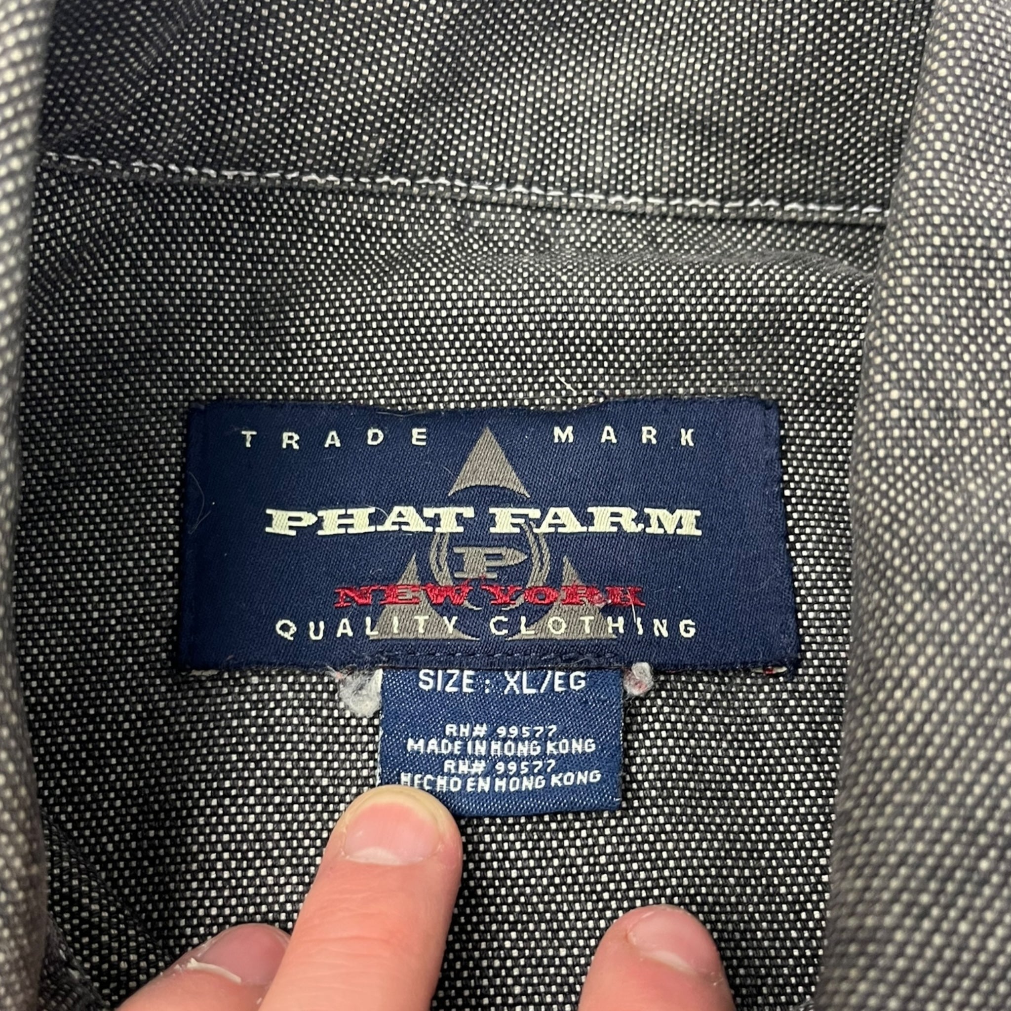 Vintage Y2K Phat Pharm Denim Jacket Grey