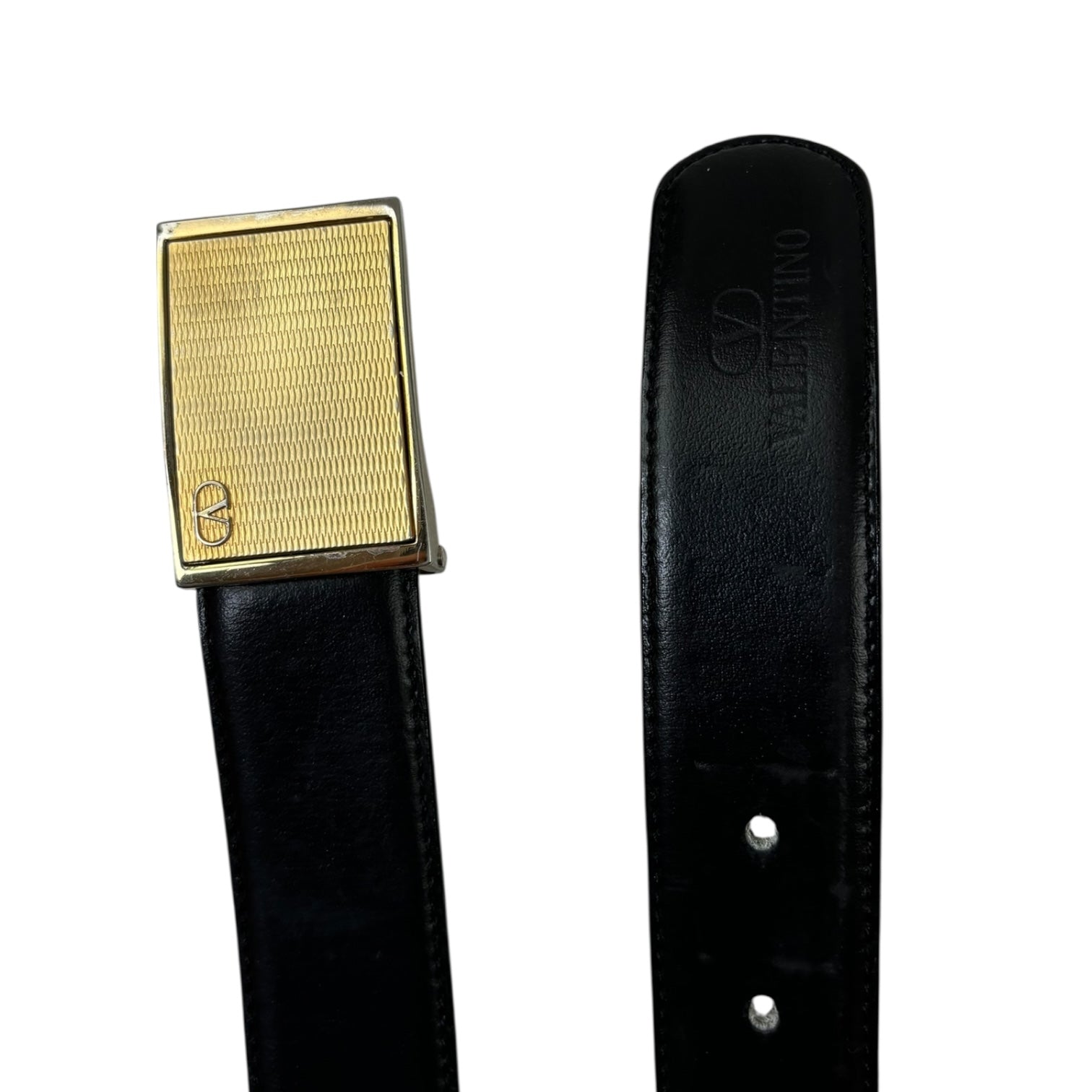 Vintage Valentino Leather Belt Black/Gold