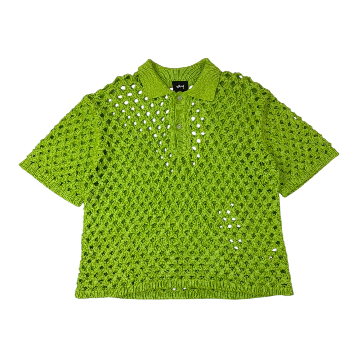 Stussy Big Mesh Polo Shirt Lime