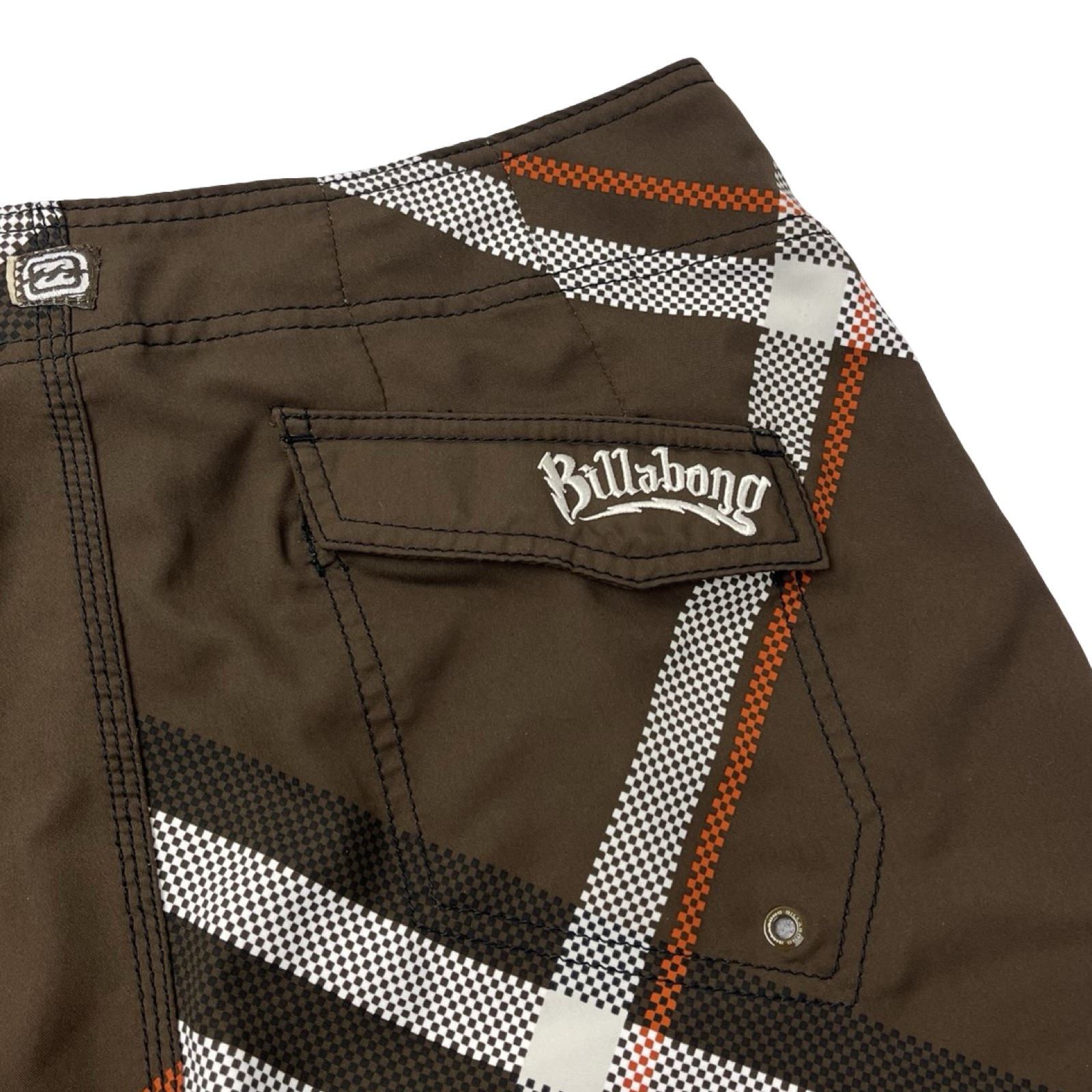 Vintage Y2K Billabong Plaid Board Shorts Brown