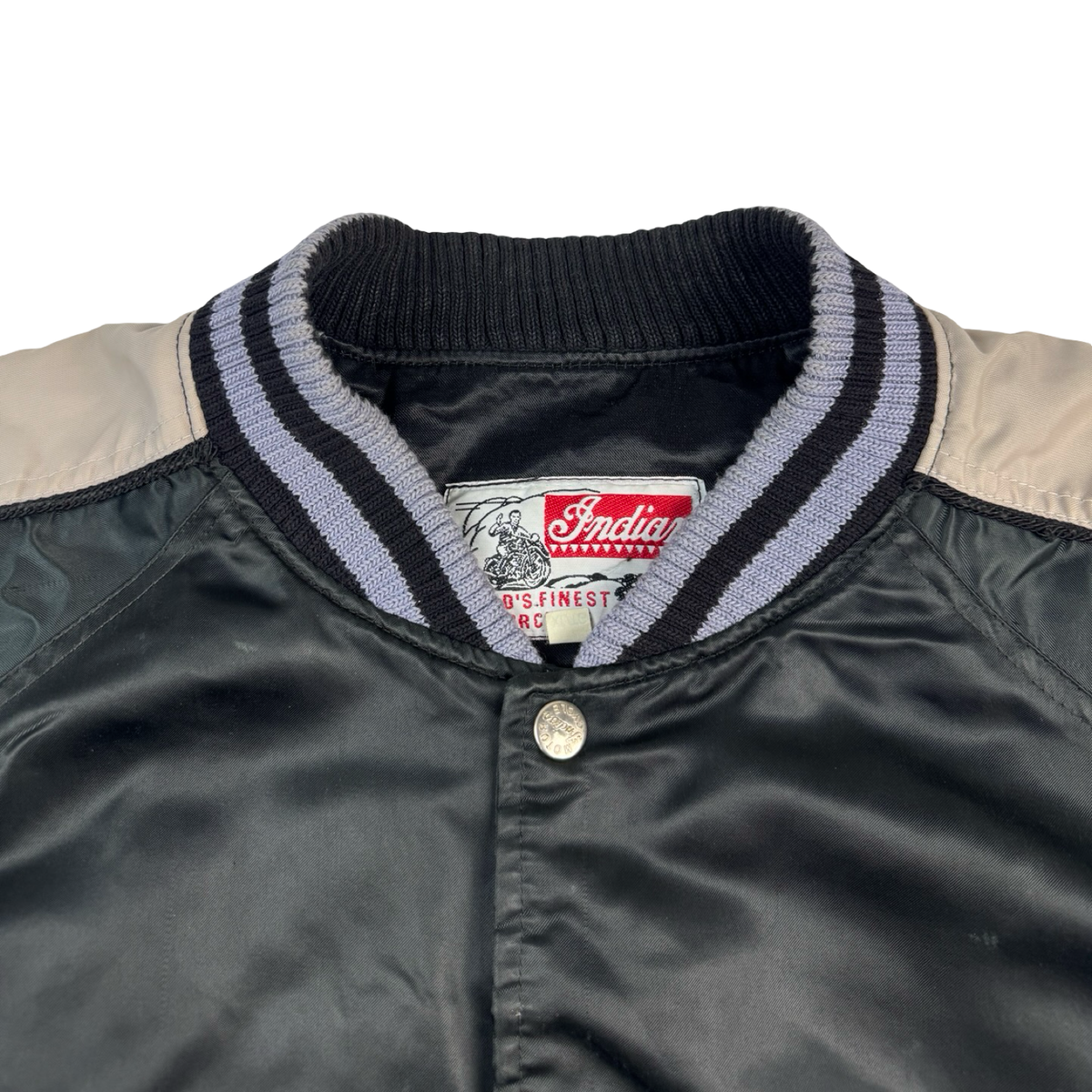 Vintage Indian Motorcycle Satin Jacket Black