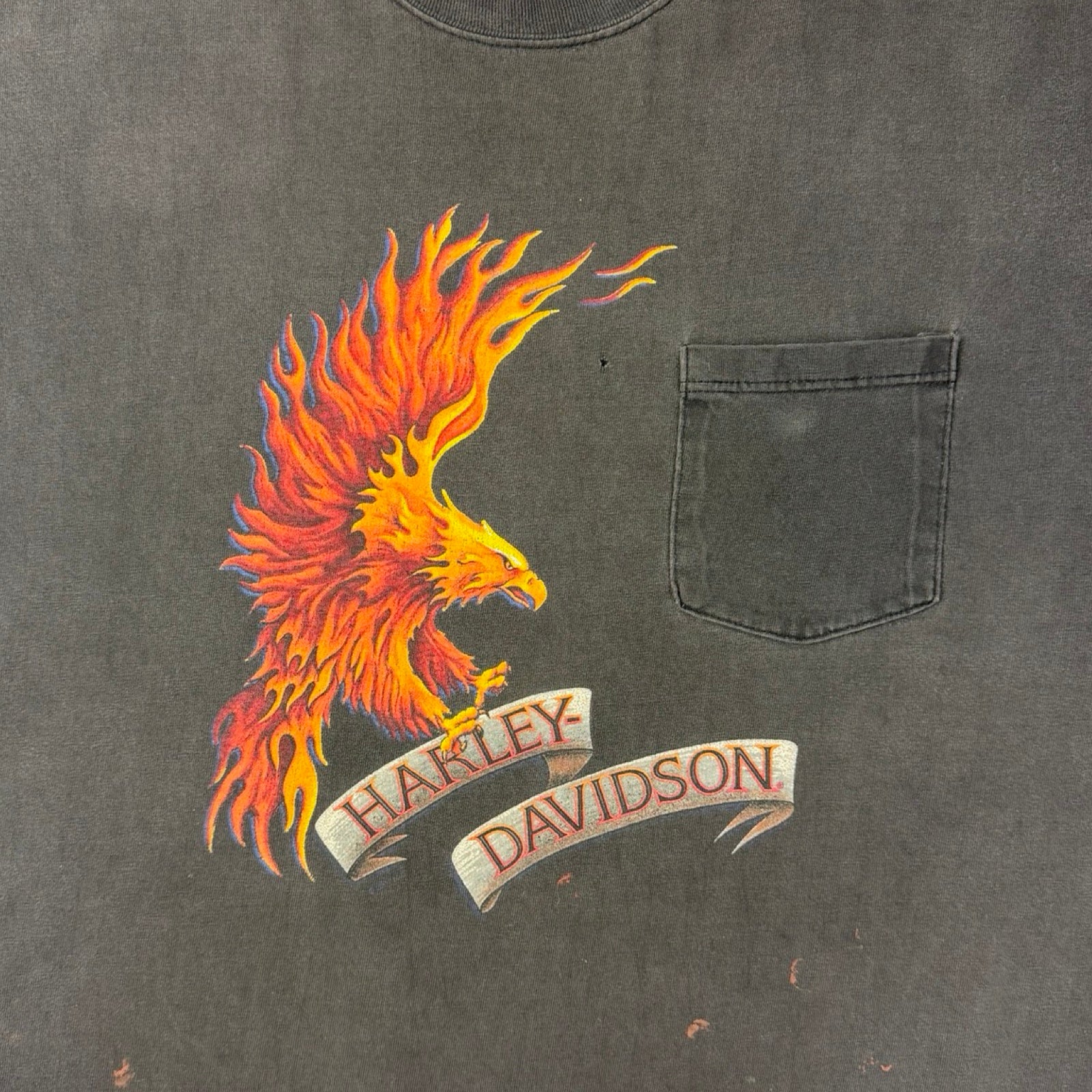 1998 Harley Davidson Flame Eagle Pocket T-Shirt