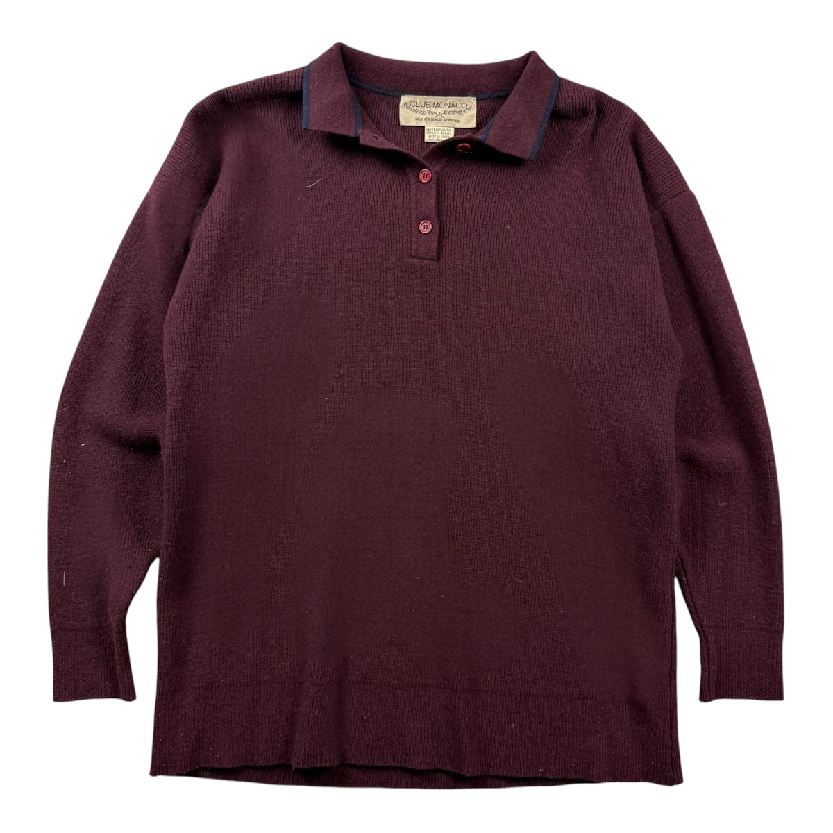 (W) Vintage Club Monaco L/S Button Up Polo Burgundy