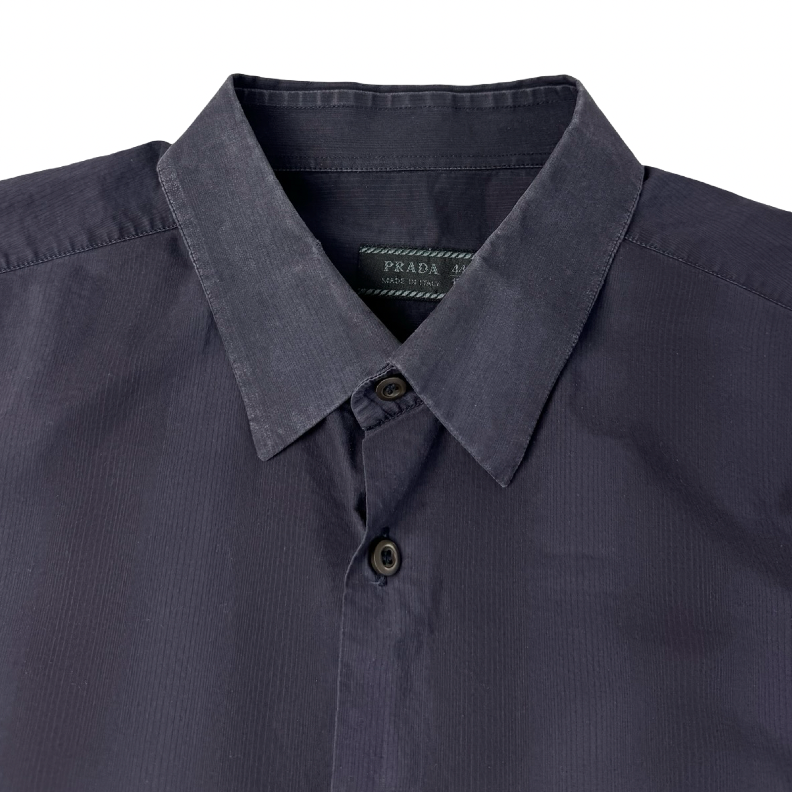 Prada Shadow Striped Button Up Shirt Dark Blue