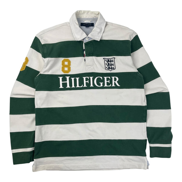 Vintage Tommy Hilfiger Striped Rugby Green/White