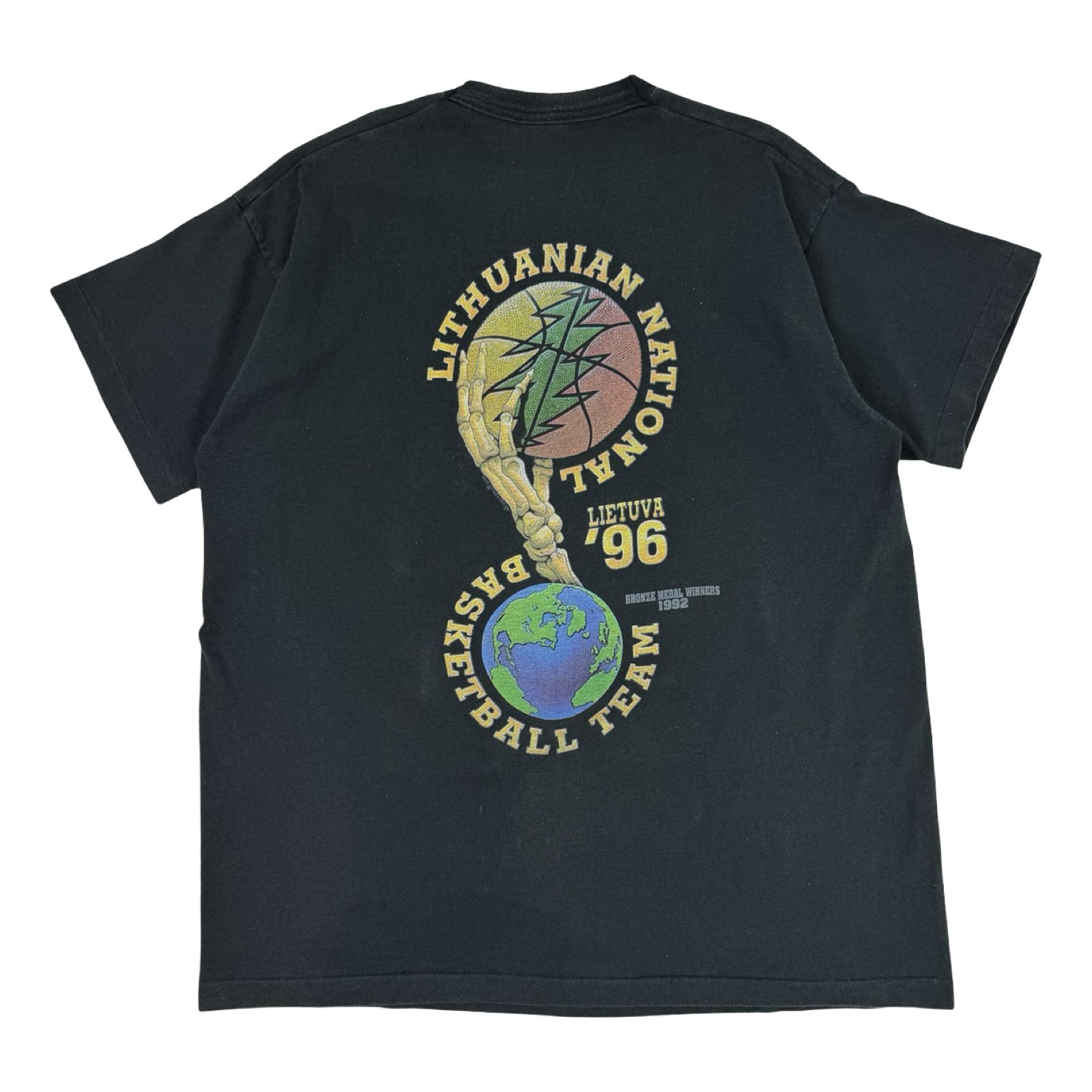 Vintage 1996 Lithuania Basketball T-Shirt Black