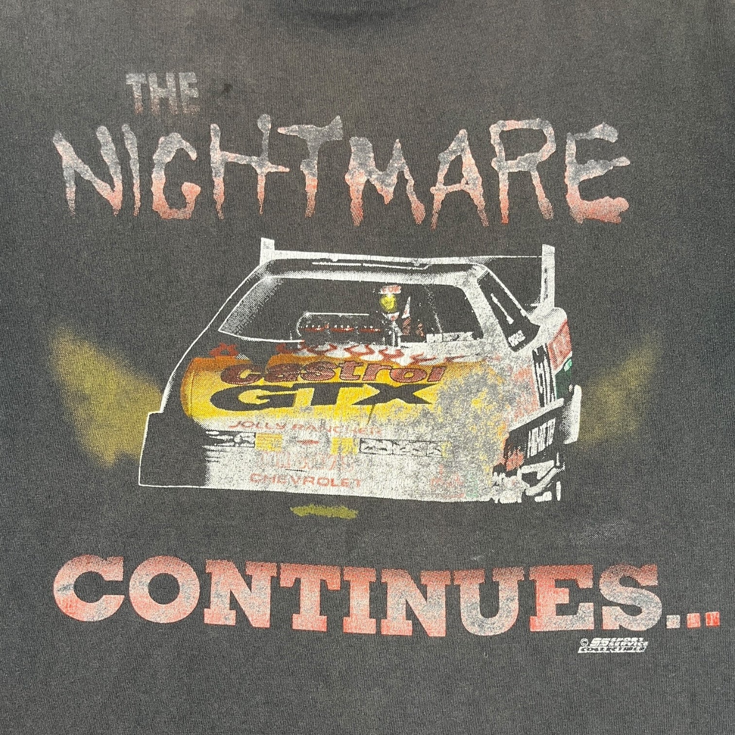 Vintage John Force “The Nightmare Continues” Racing T-Shirt Black