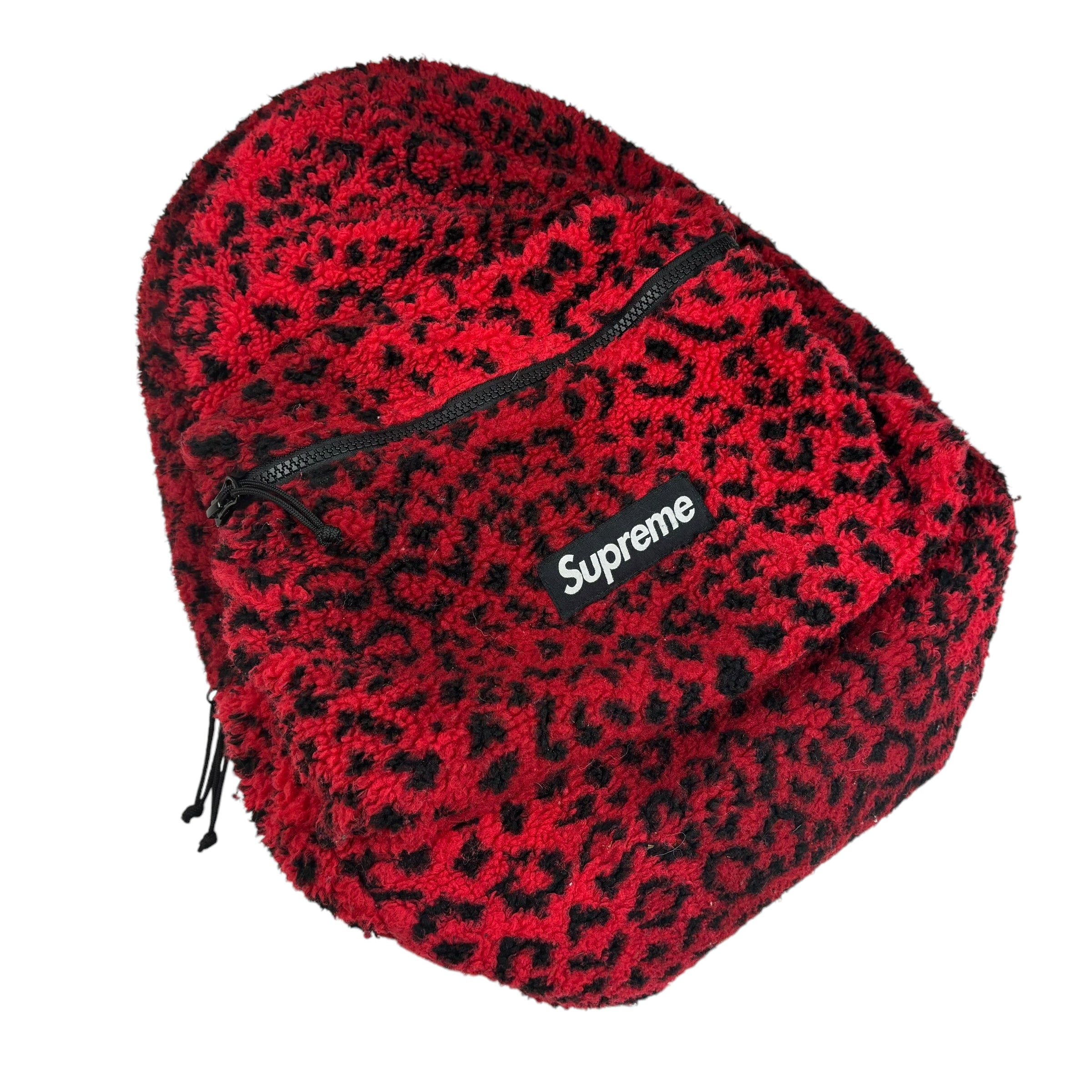 Supreme Leopard Fleece Backpack Red