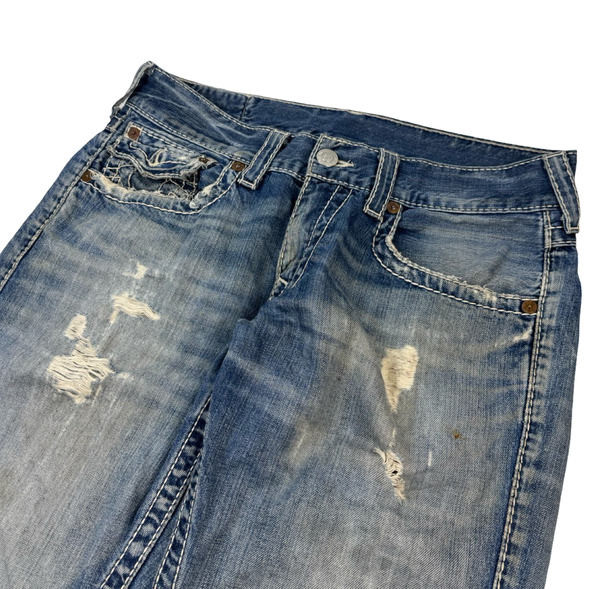 Y2K True Religion Straight Cut Denim Bottoms Light Wash