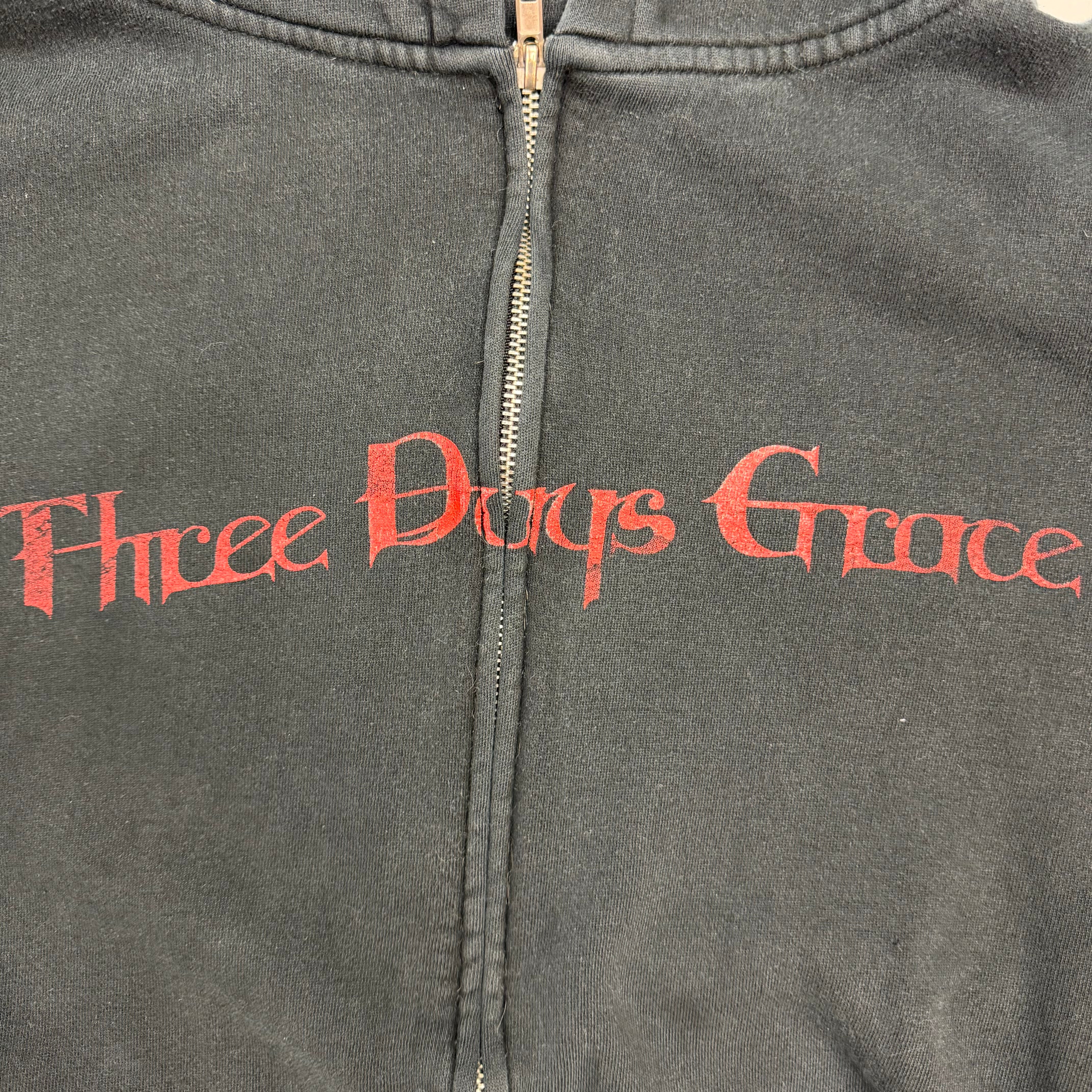 Vintage Three Days Grace Zip Up Hoodie Black