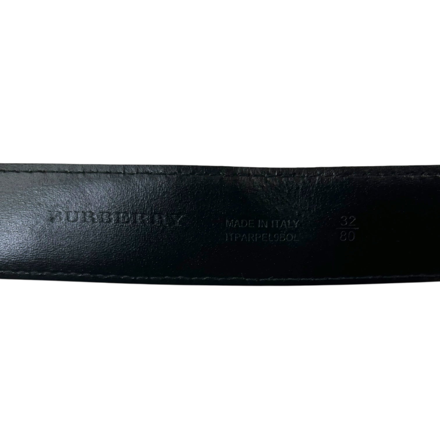 Burberry Monochrome Plaid Leather Belt Black
