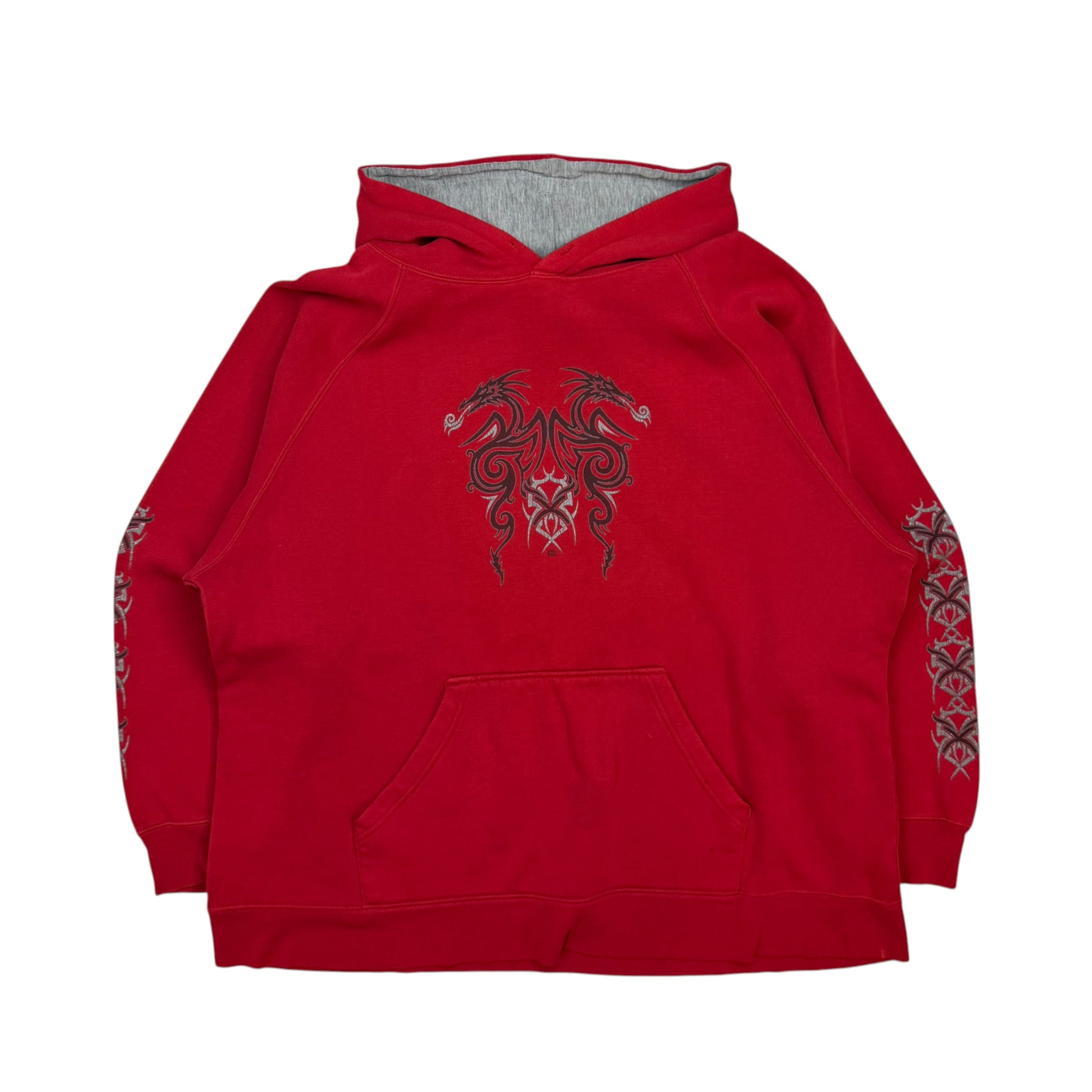 Vintage Tribal Print Hoodie Red