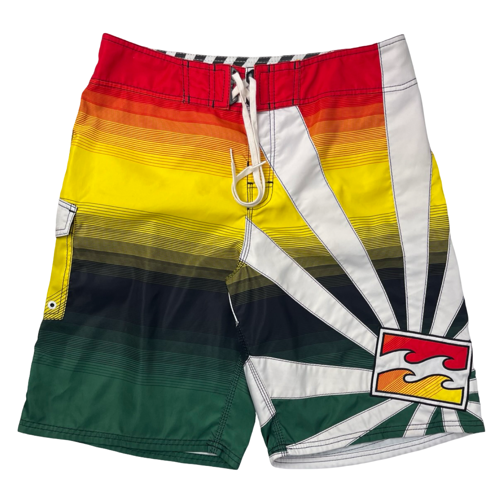 Vintage Y2K Billabong Striped Board Shorts Red/Yellow