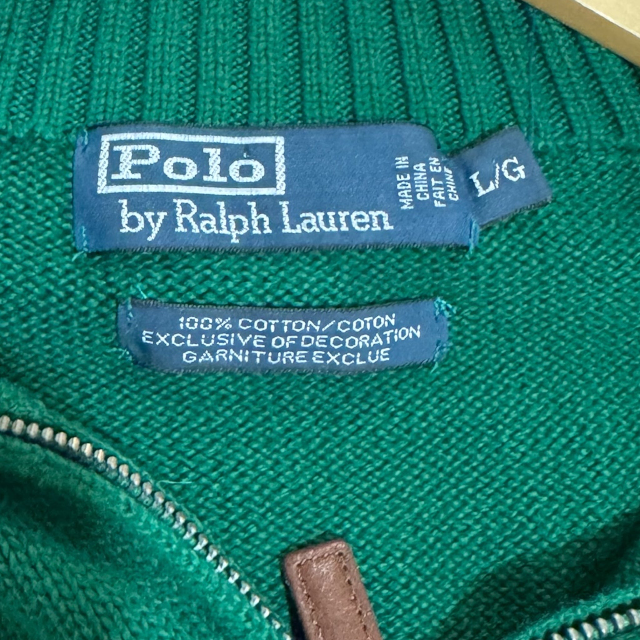 Vintage Polo Ralph Lauren Quarter Zip Sweater Green