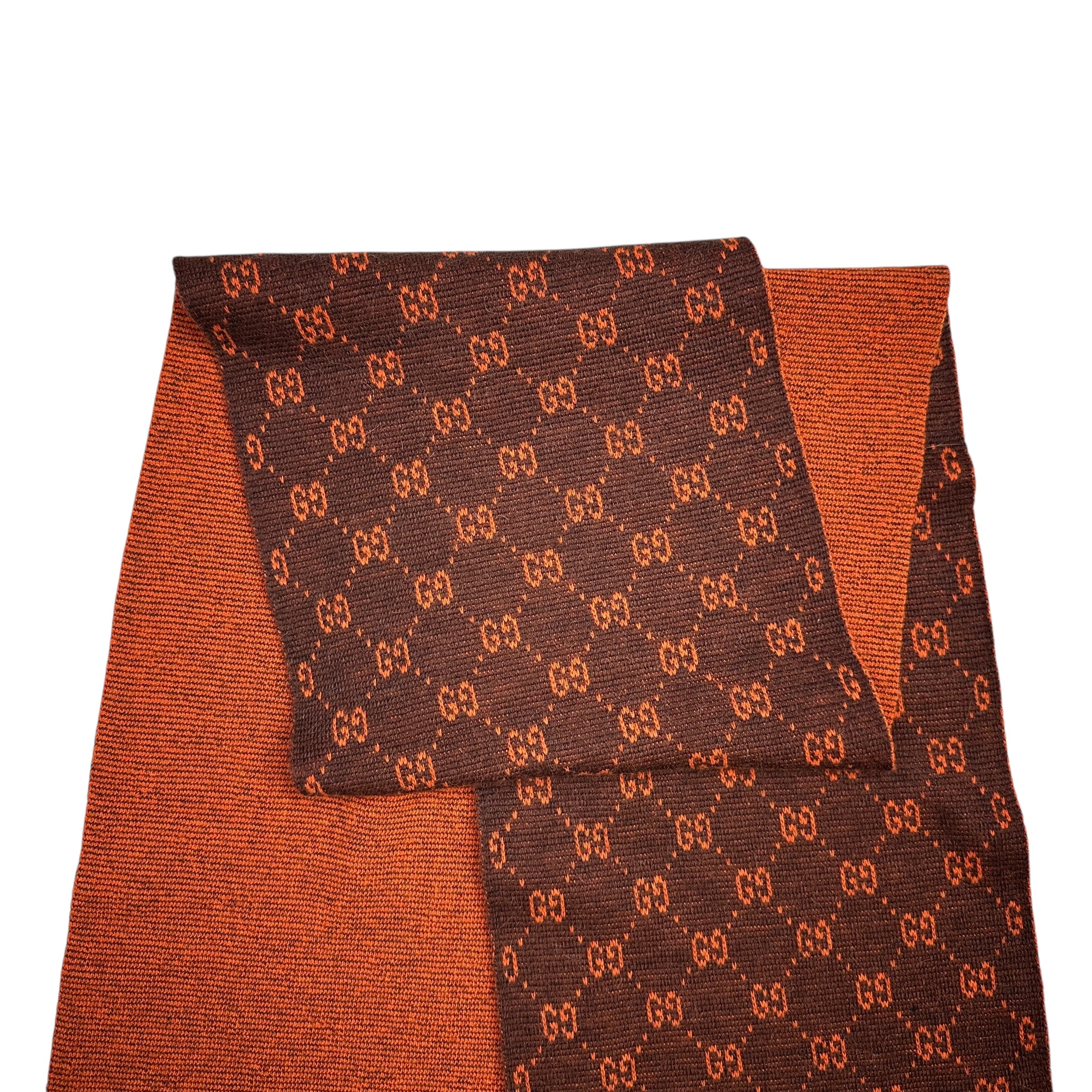 Gucci Wool Alpaca Big GG Monogram Scarf Rust