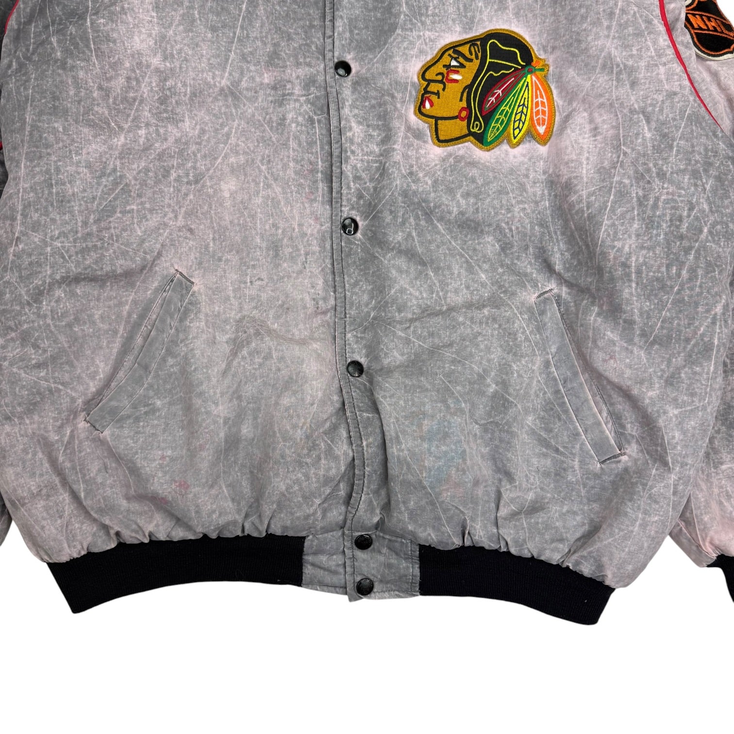 Vintage Starter Chicago Blackhawks Acid Wash Jacket Grey
