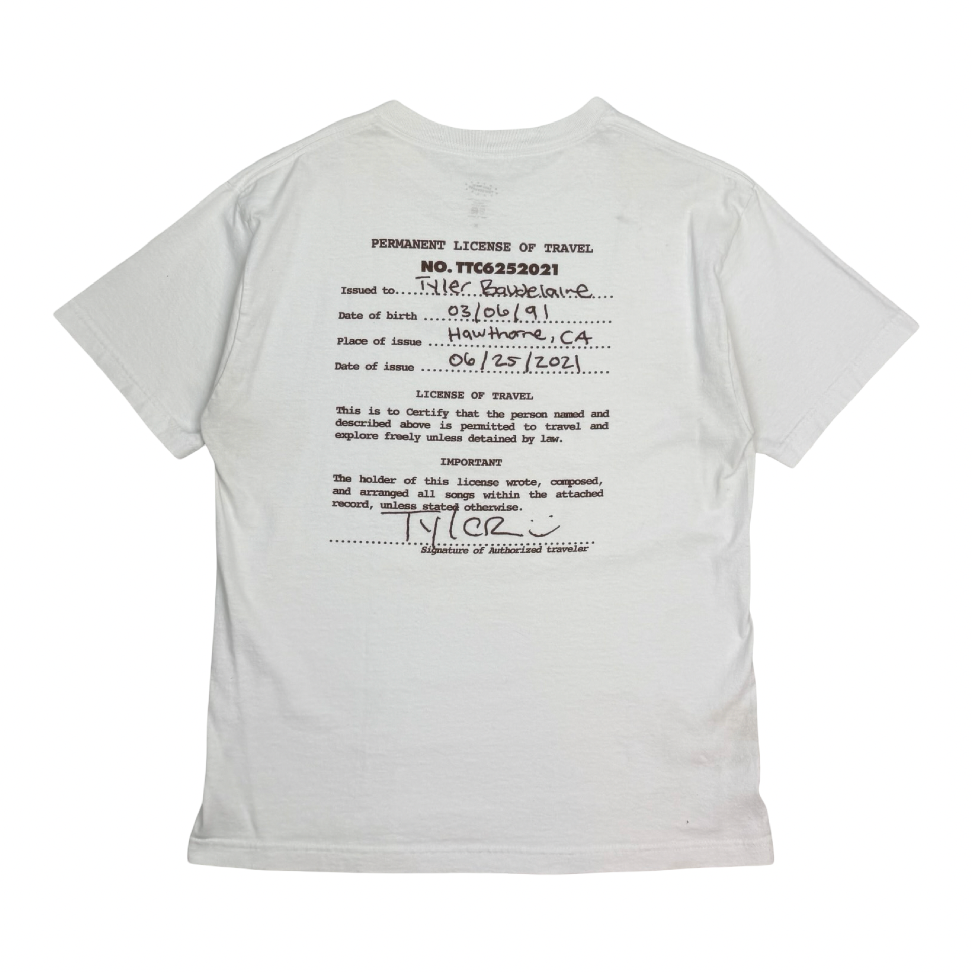 Tyler the Creator “Call Me If You Get Lost” Tee White