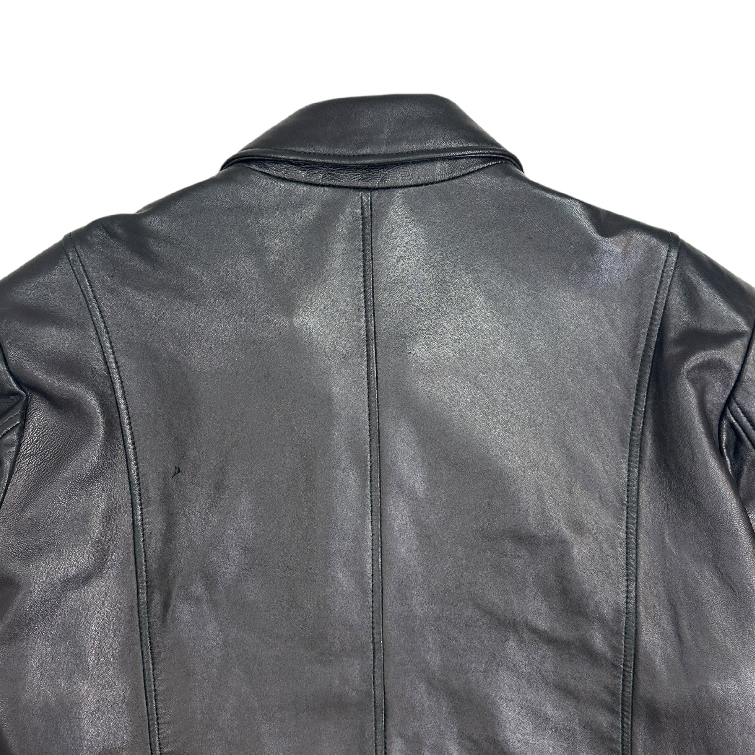 Vintage Women’s Leather Tench Coat Black