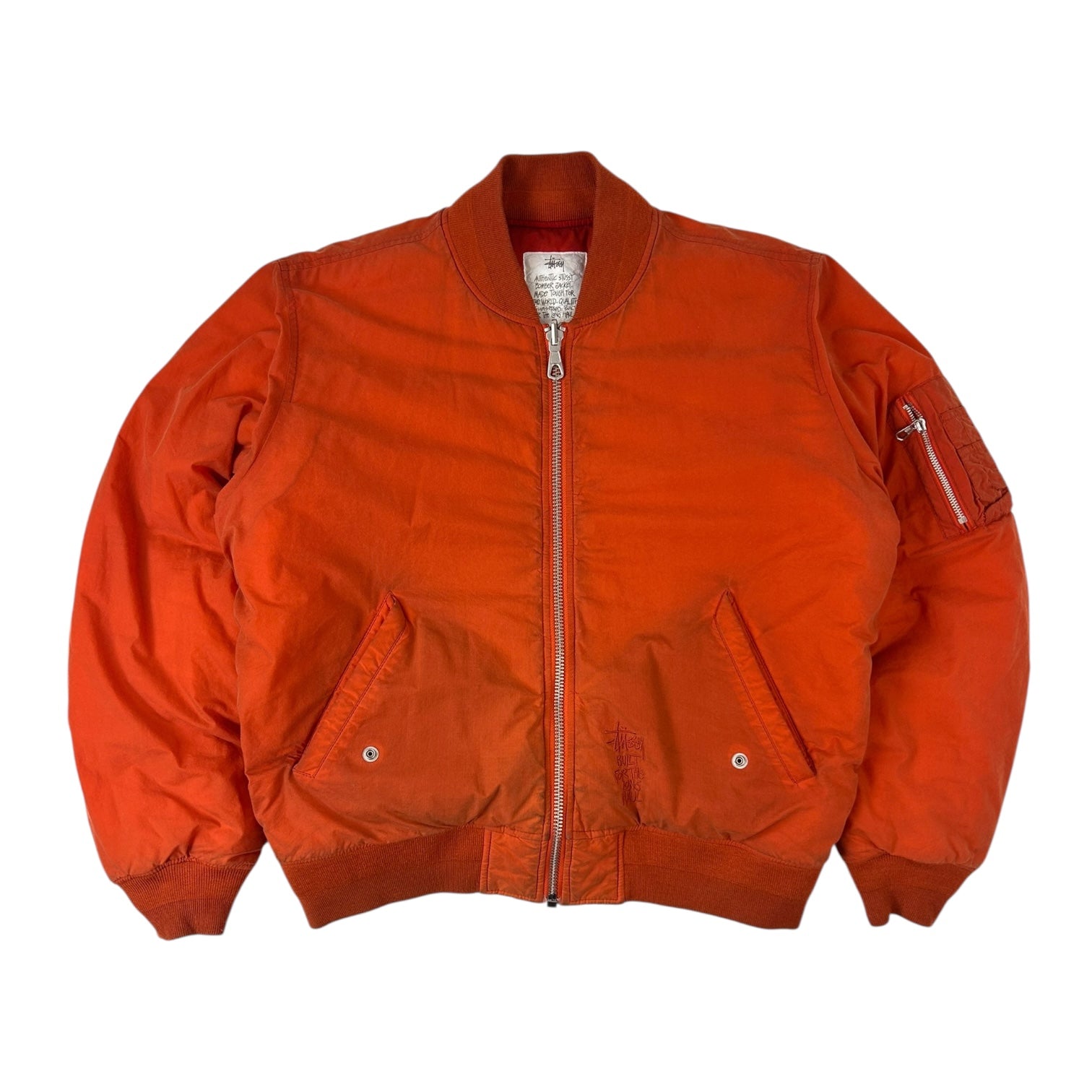 Stussy Waxed Quilted Bomber Jacket Orange