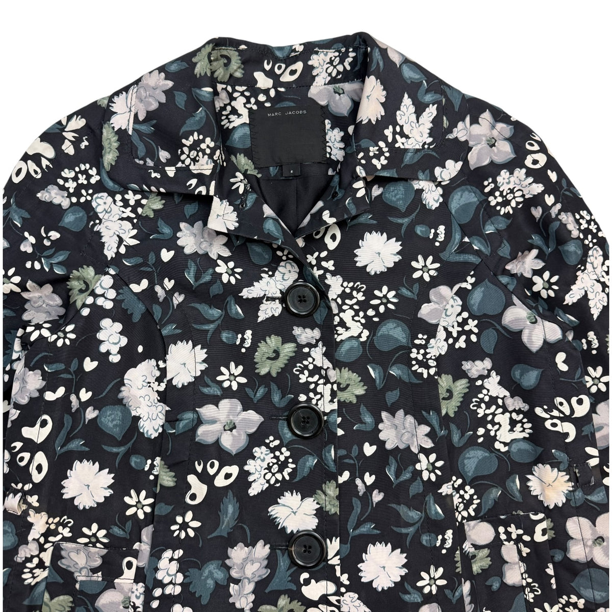 (W) Vintage Marc Jacobs Floral Print Coat Black