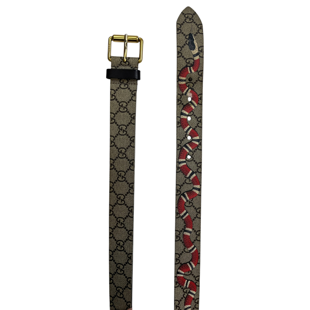 Gucci Kingsnake Print GG Supreme Canvas Belt