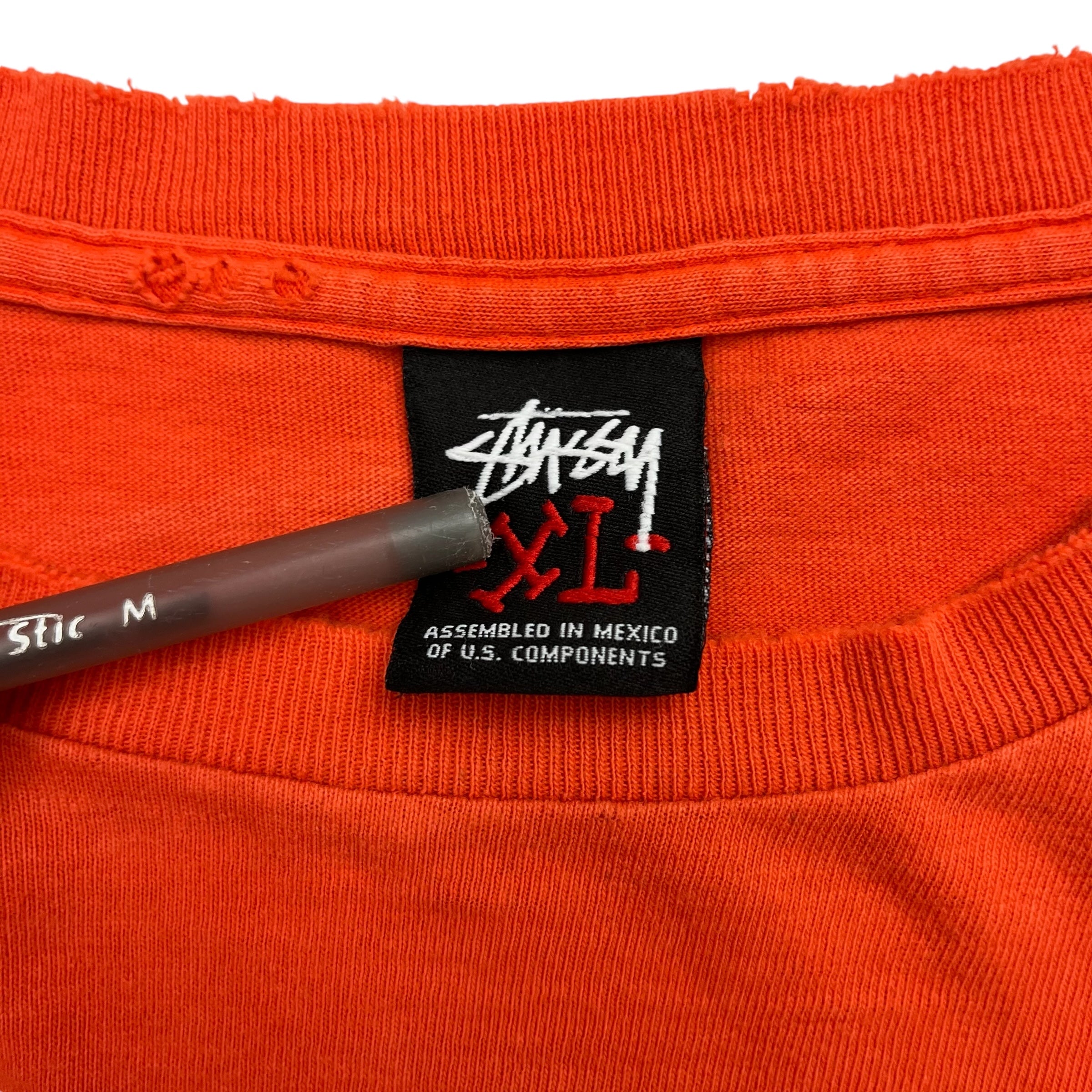 Y2K Stussy Script Logo Tee Orange