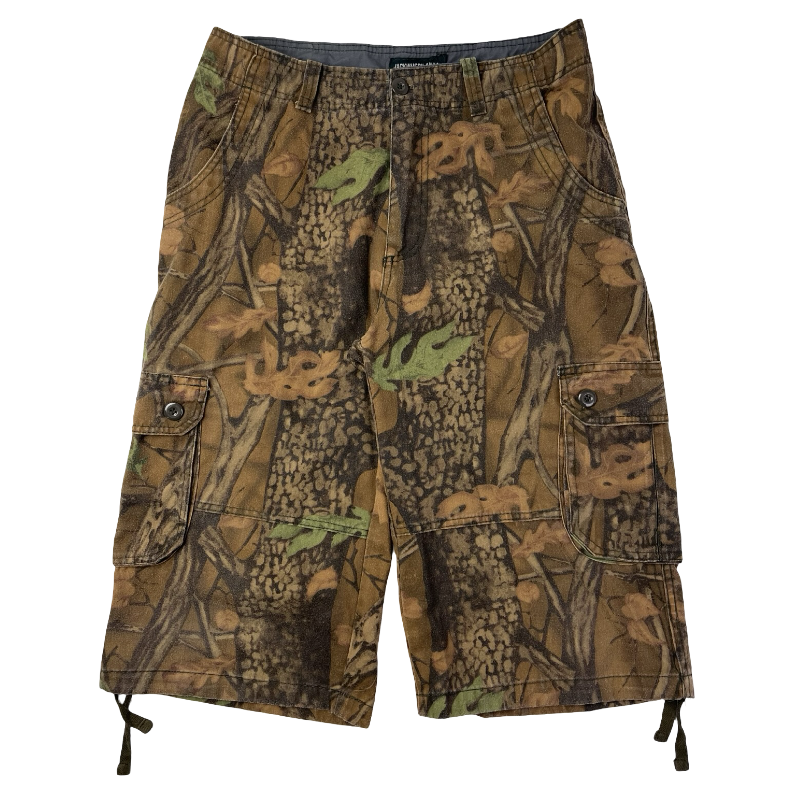 Vintage Tree Camouflage Long Cargo Shorts