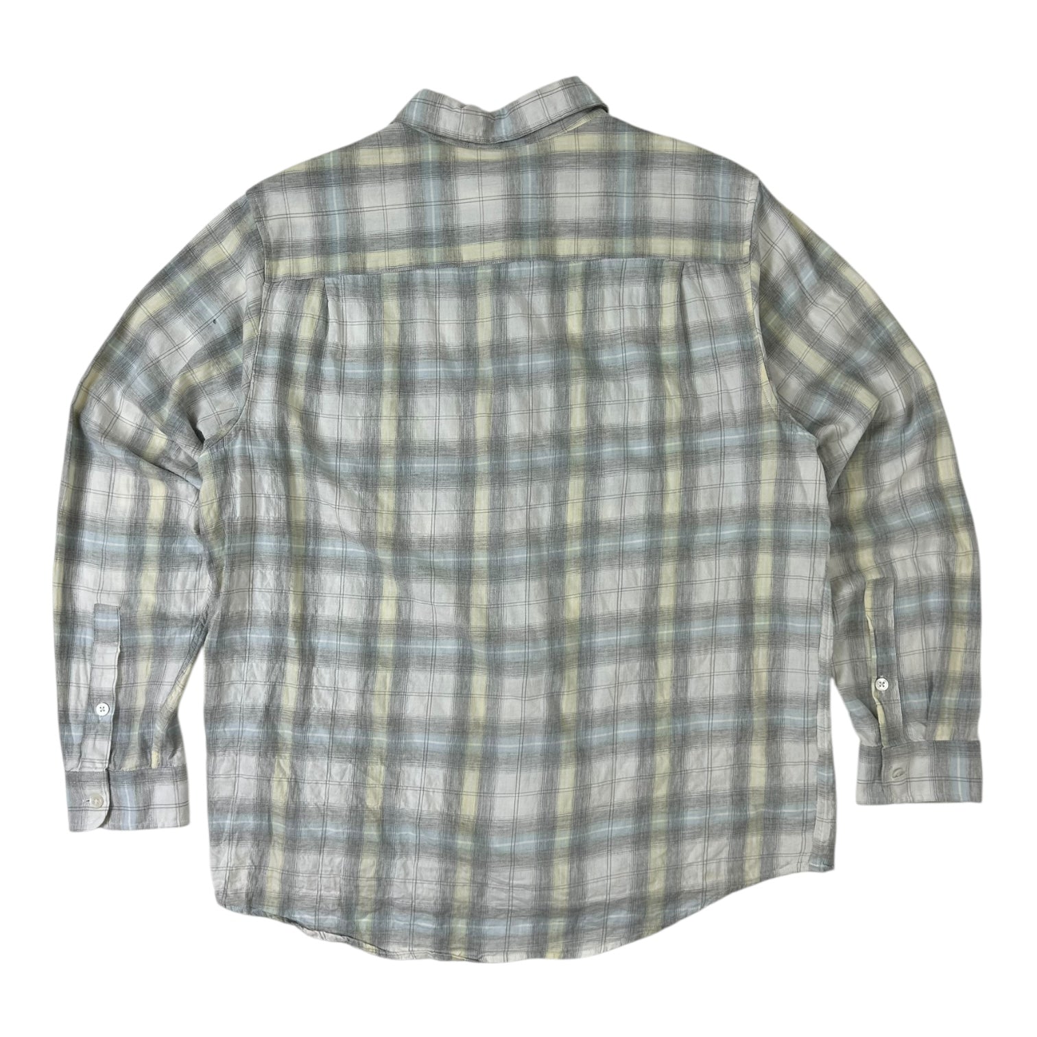 Stussy Beach Plaid Button Up Shirt Yellow/Light Blue Cotton