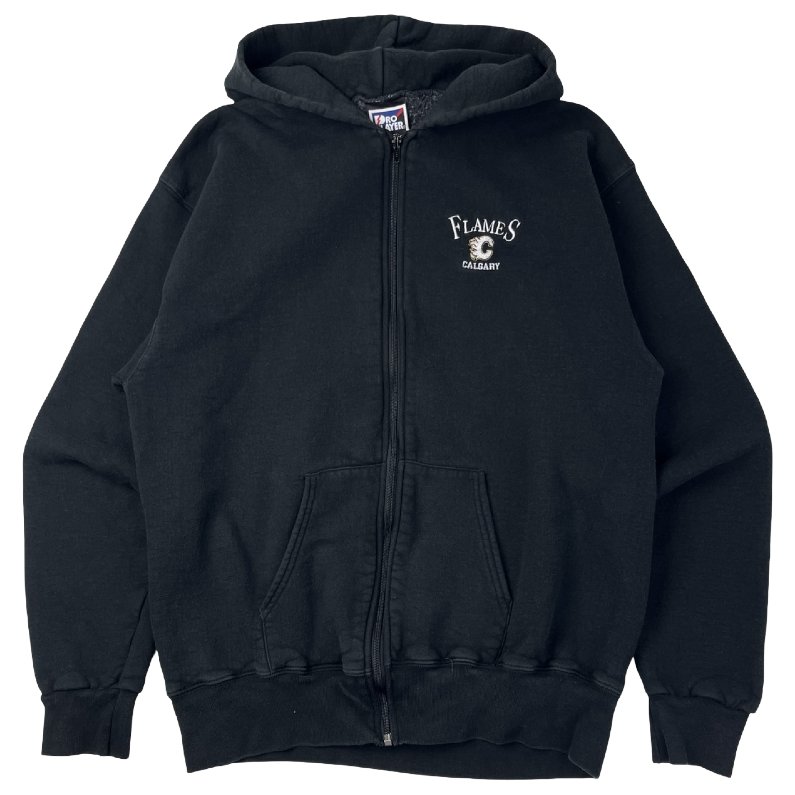 Vintage Calgary Flames Pocket Zip Up Hoodie Black