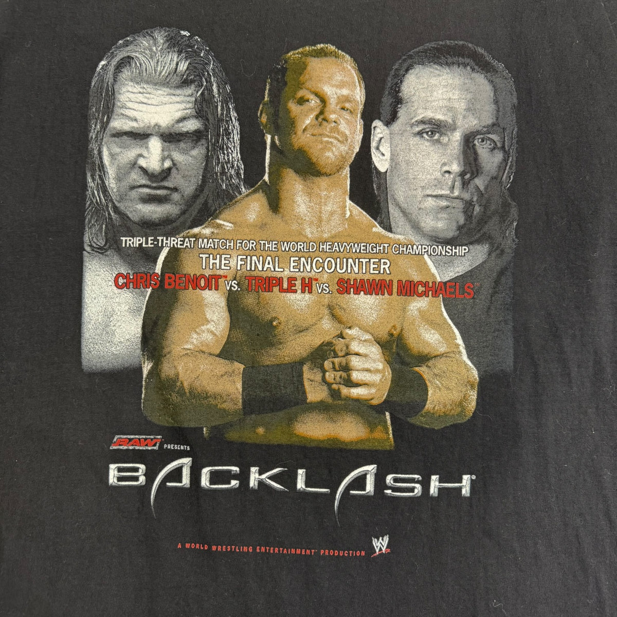 2004 WWE Backlash Triple H Vs Chris Benoit Vs Shawn Michaels Tee Black