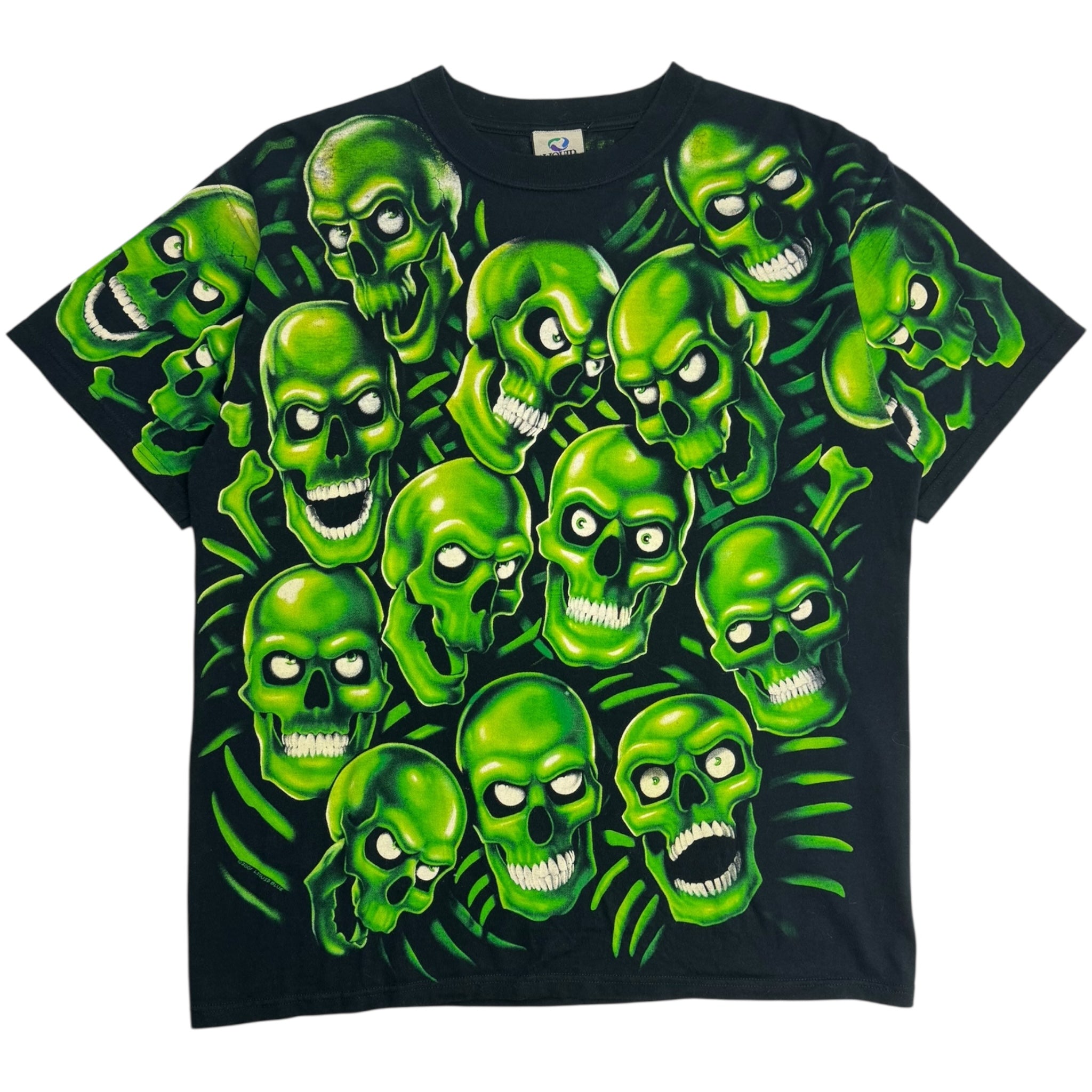 Vintage Liquid Blue Skull Pile AOP T-Shirt