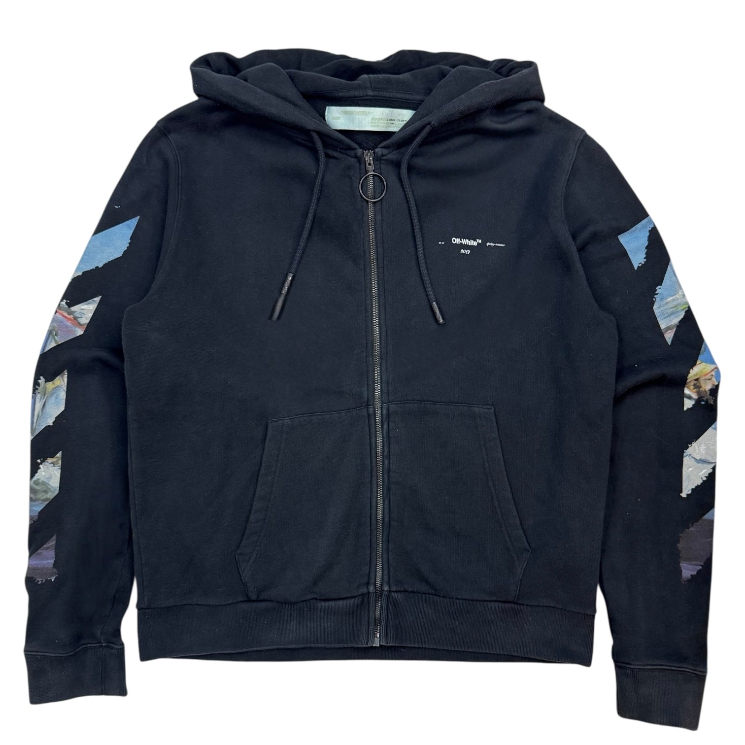 Off-White Edouard Manet Floating Studio Arrows Zip Up Hoodie Black
